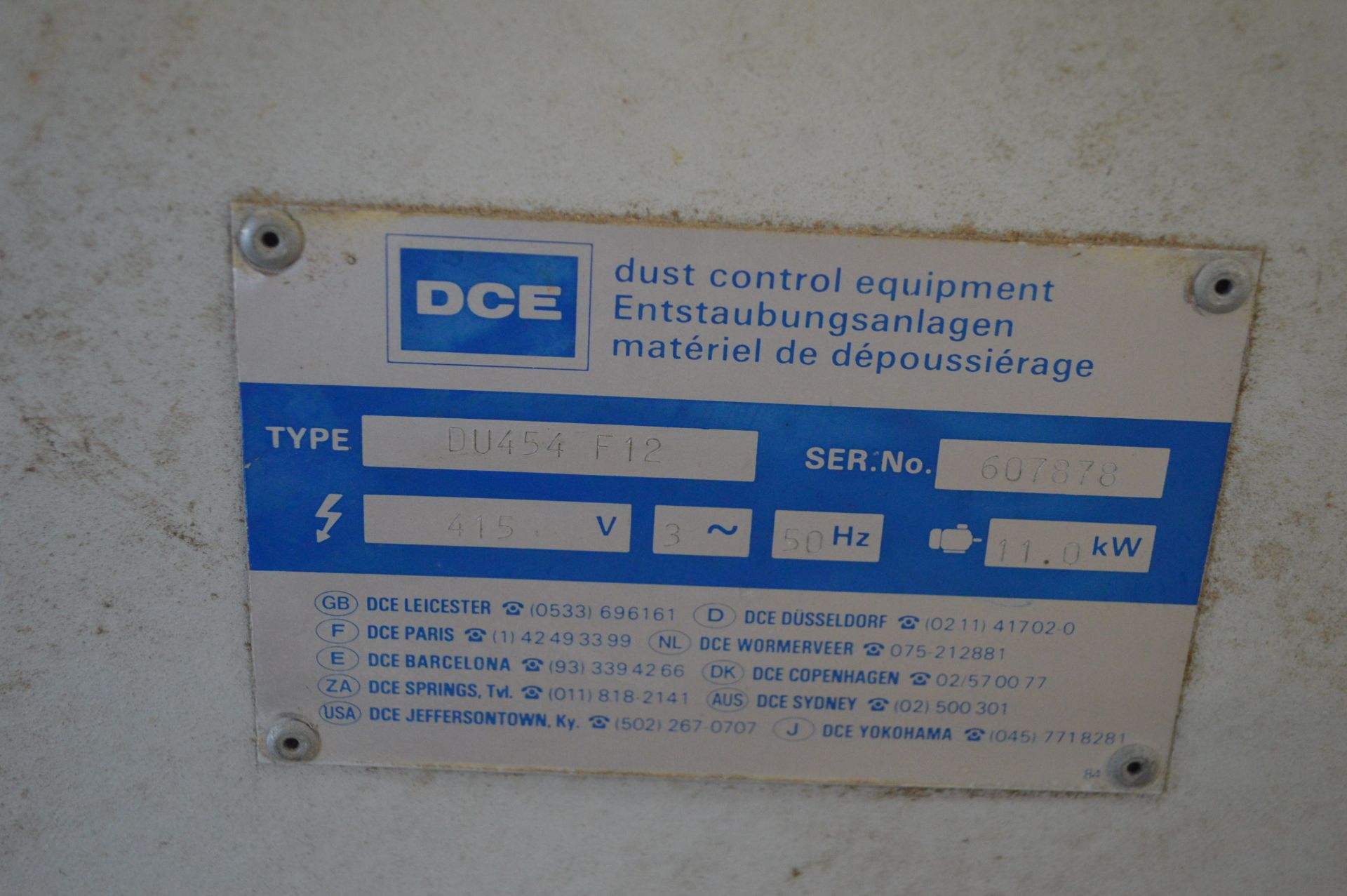 DCE Dalamatic DU454 F12 DUST FILTER UNIT, serial no. 607878, 11kW, fitted centrifugal fan and with - Image 5 of 8