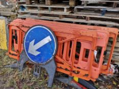 4 Road Barriers & 1 Keep left Road Sign