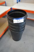 Five Black Plastic Waste Bins