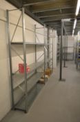 Five Bays of Metal System Boltless Steel Shelving, each bay mainly approx. 2.25m high x 1.57m long x