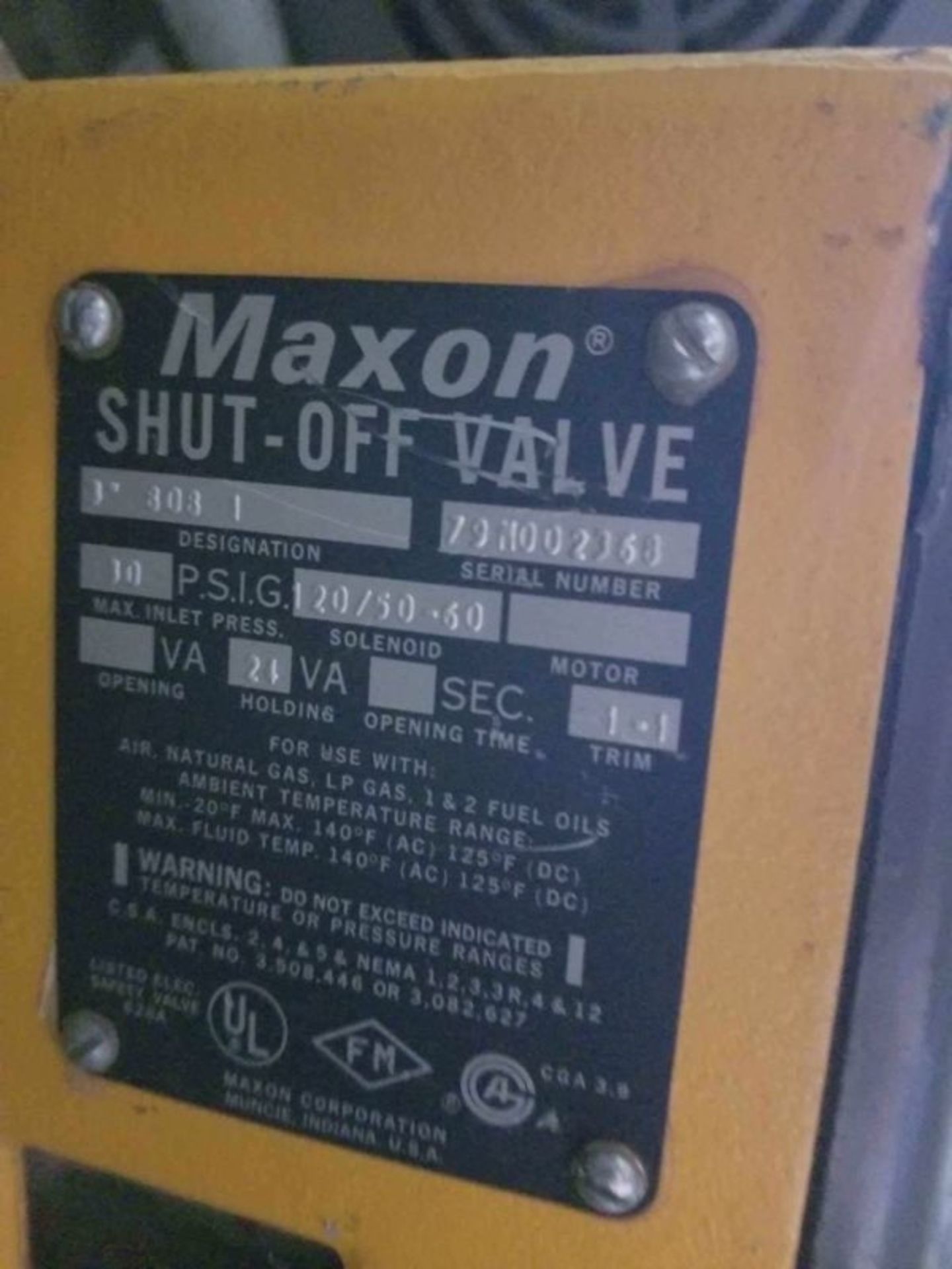 Maxon 3" Shut Off Valve - NEW - Image 2 of 2