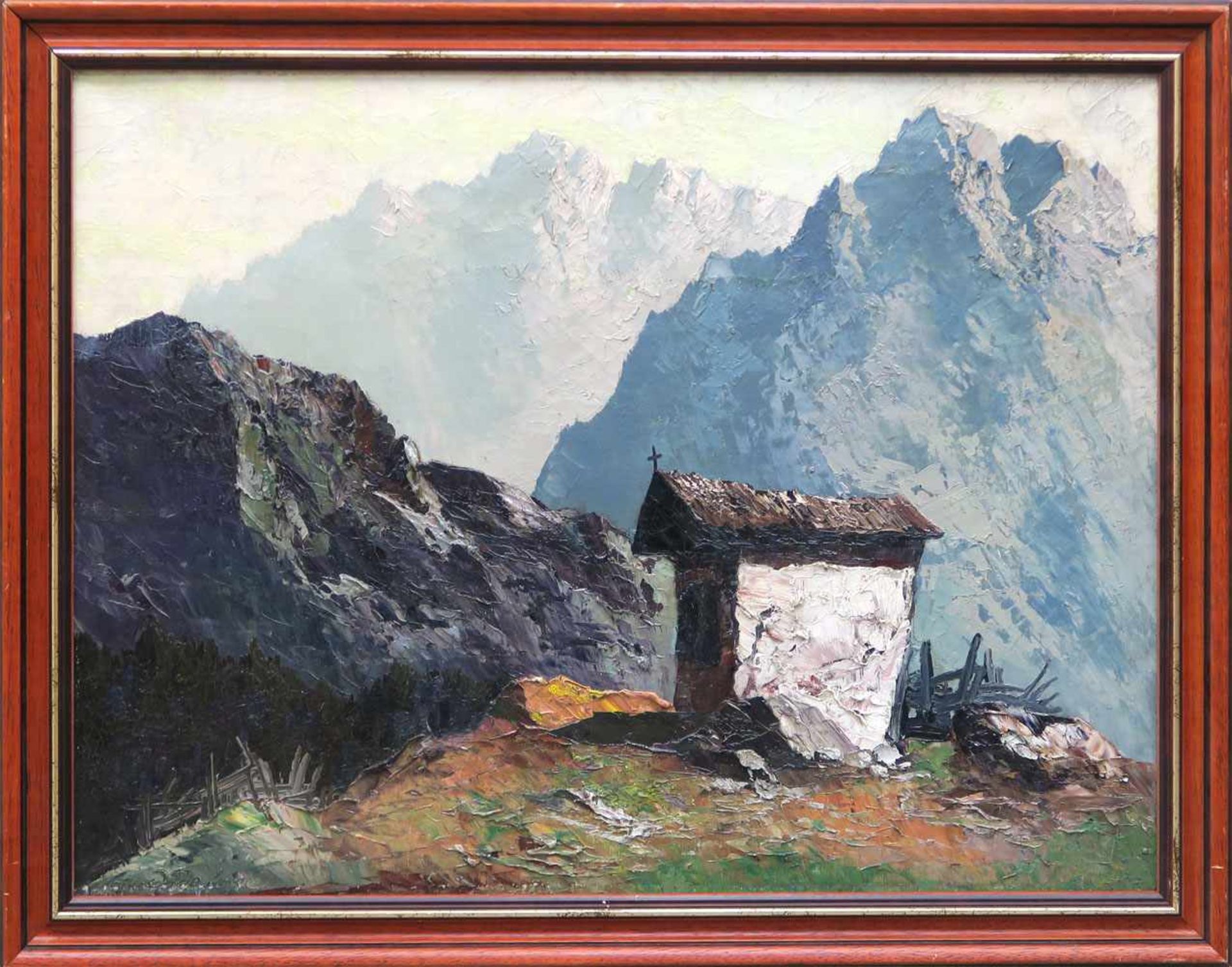 Arnold-Graboné, Georg1896 München - 1982 Percha-BuchhofKapelle im HochgebirgeÖl/Lwd. 61 x 80,5 cm.