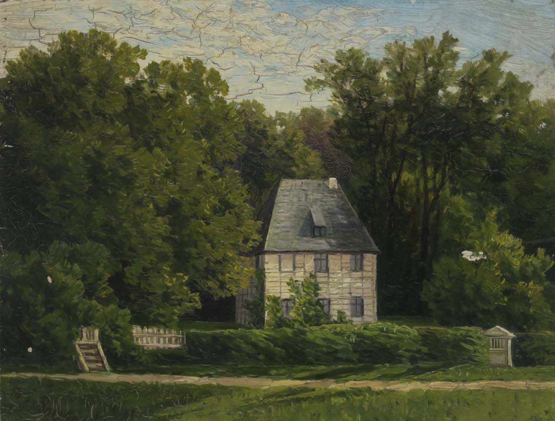 Baczko, Margarethe von1842 Görlitz - 1924 WeimarBlick auf Goethes Gartenhaus in WeimarÖl/Holz. 14