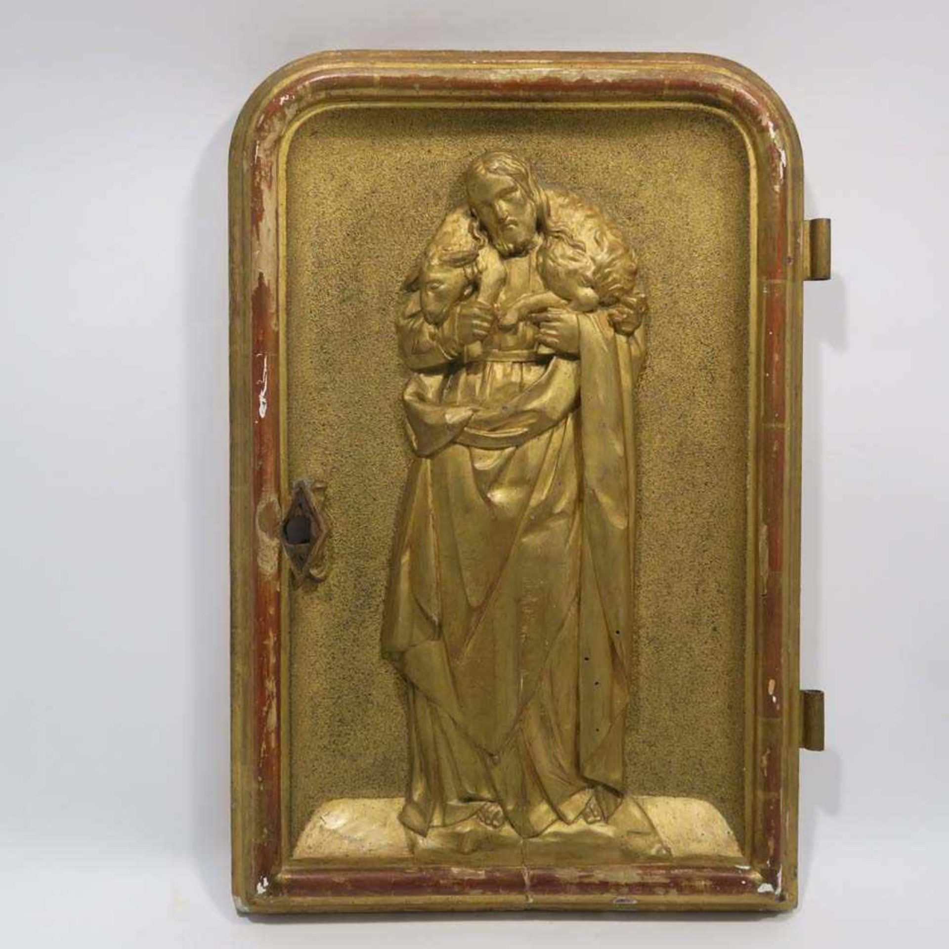 Tabernakeltüre: Christus als guter HirteWohl Italien, 19. Jh. Holz, geschnitzt, goldgefasst. Min.