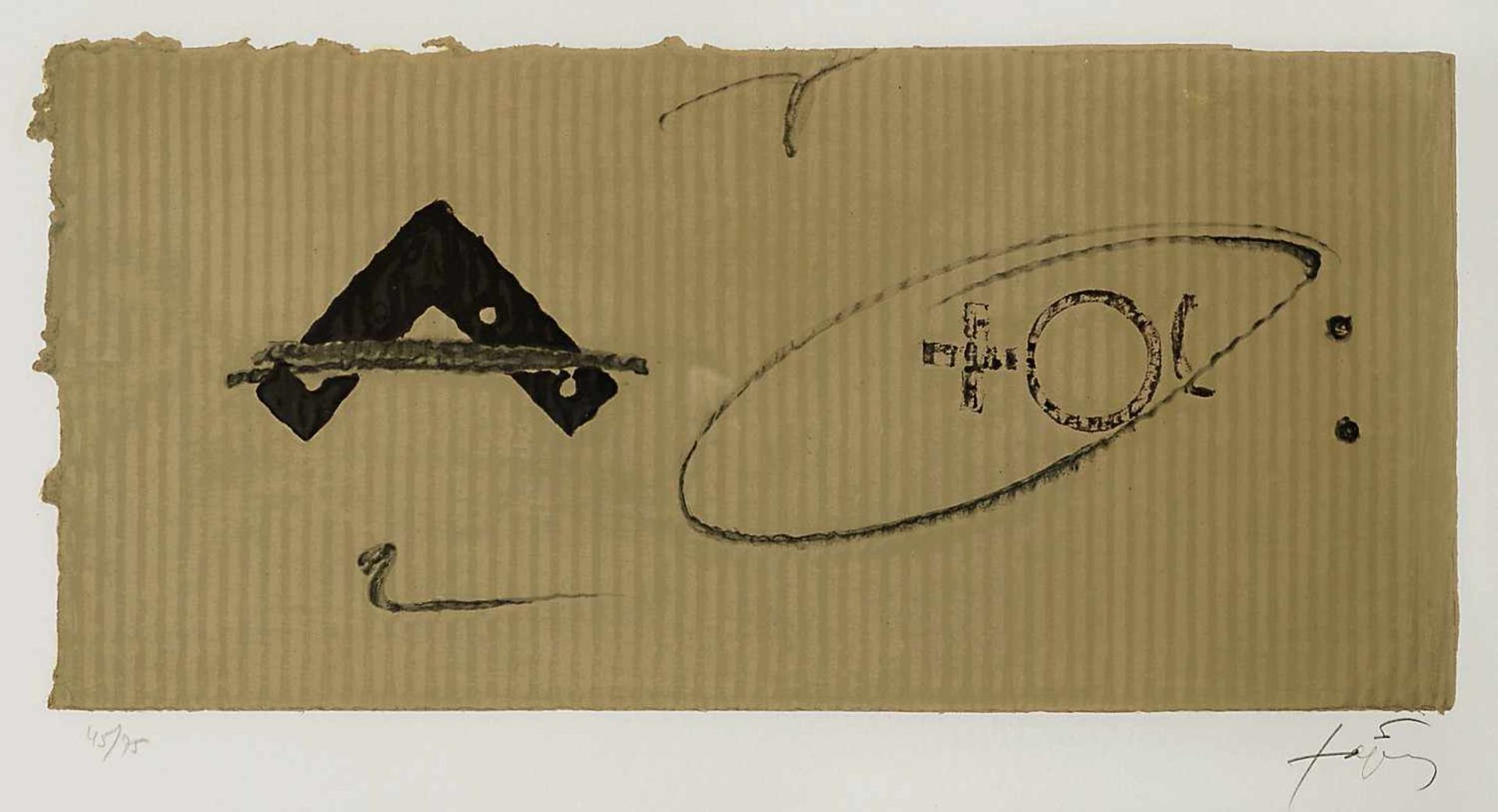 Tàpies, Antoni1923 Barcelona - 2012 ebd.Angle and SignFarblithographie Ca. 20 x 42 cm, Blatt: 35,5 x