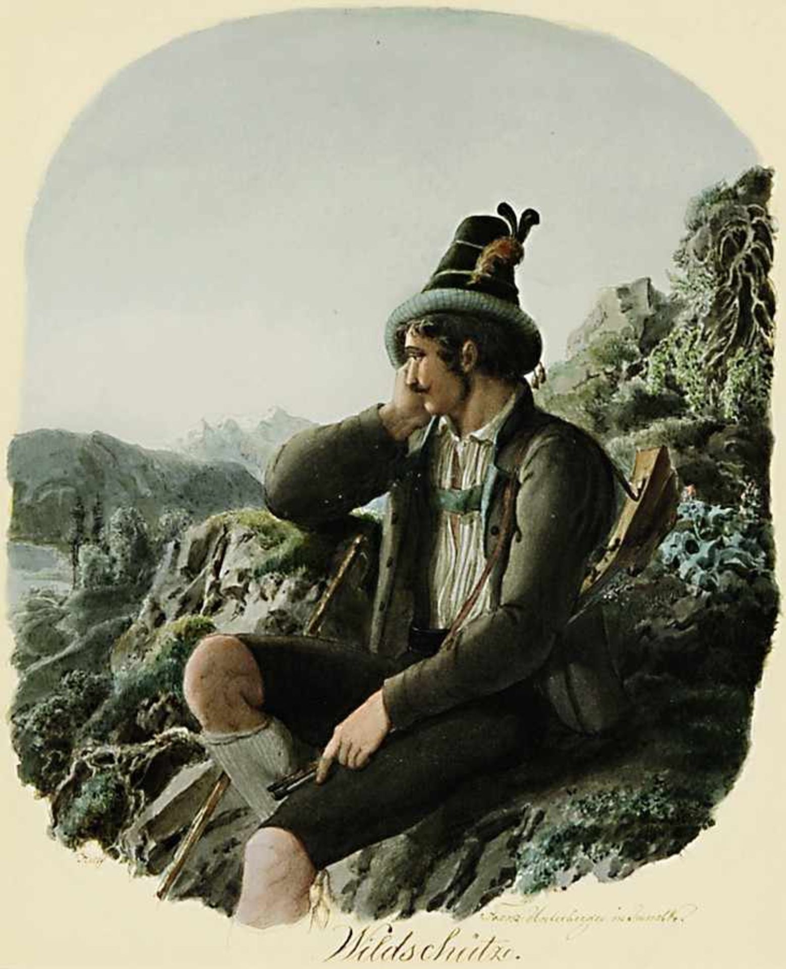 Helff, Joseftätig in Tirol 1843 - 1882WildschützAquarell BA: 18 x 15 cm L. u. signiert, r. u.