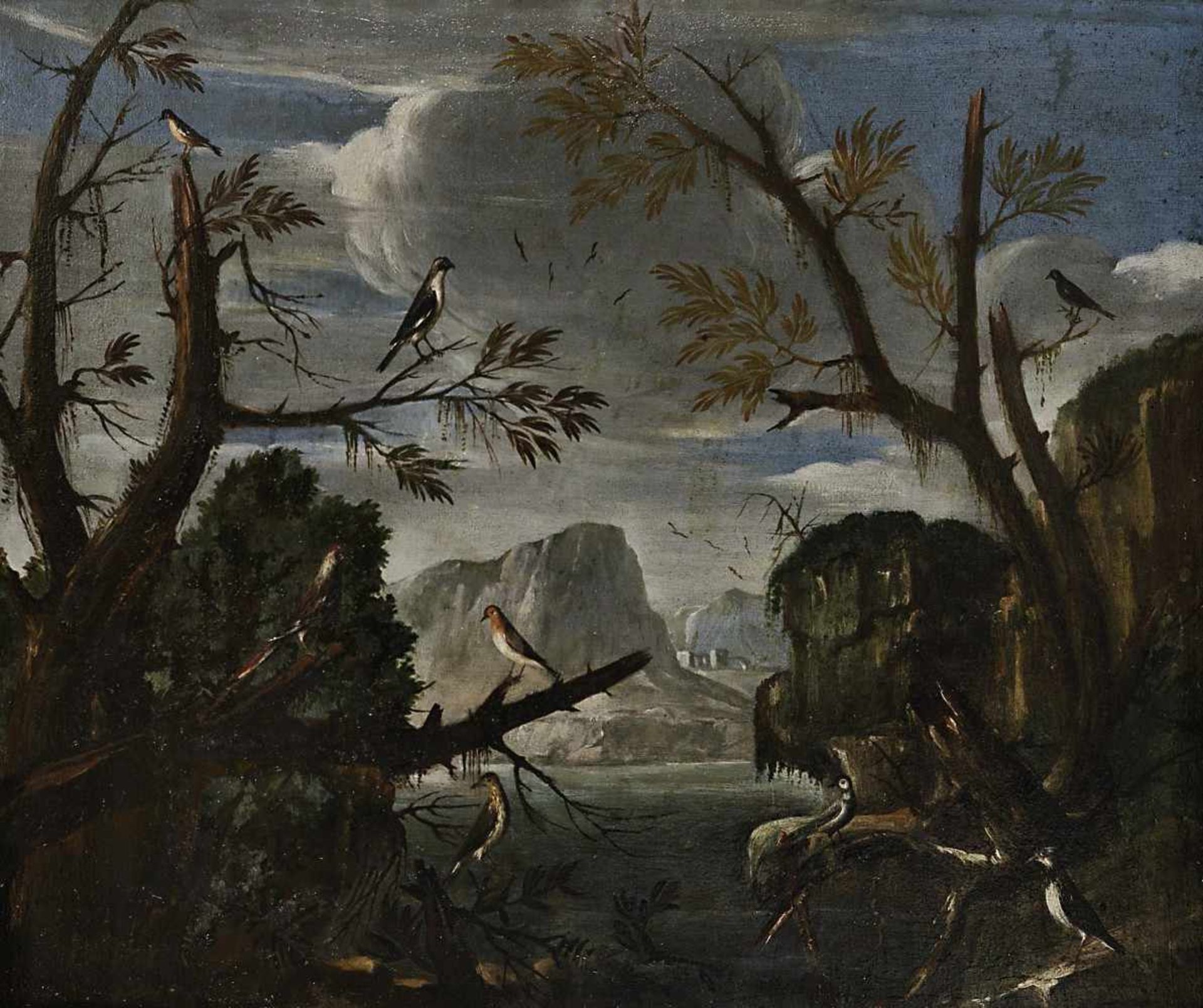 wohl Italien, 17./18. Jh.Landschaft mit SingvögelnPaar Gemälde: Öl / Holz 51 x 58 cm bzw. 51 x 59,