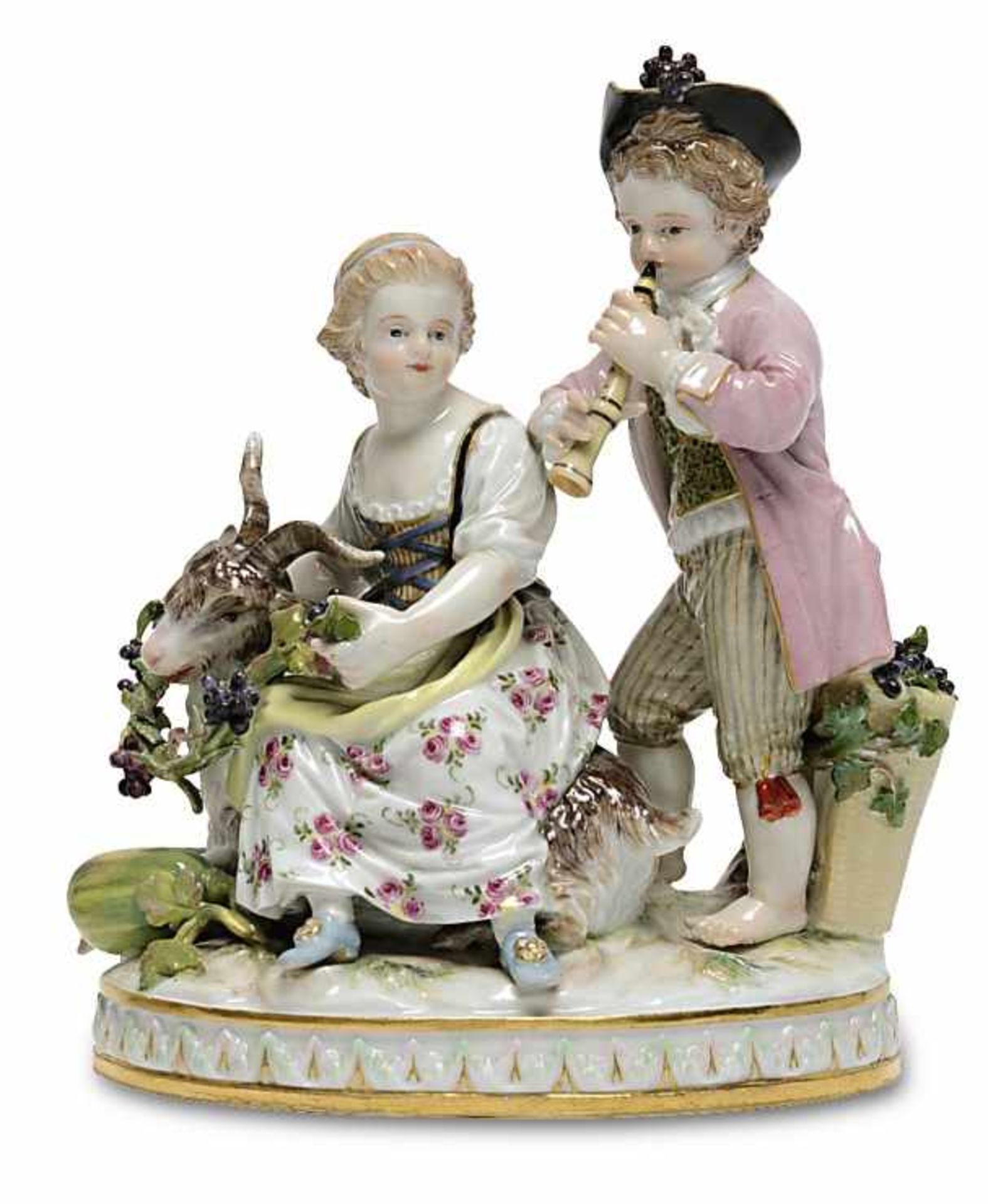 Kinder mit Ziegenbock (Der Herbst)Meissen, vor 1924, Entwurf: Johann Carl Schönheit (um 1782) Aus