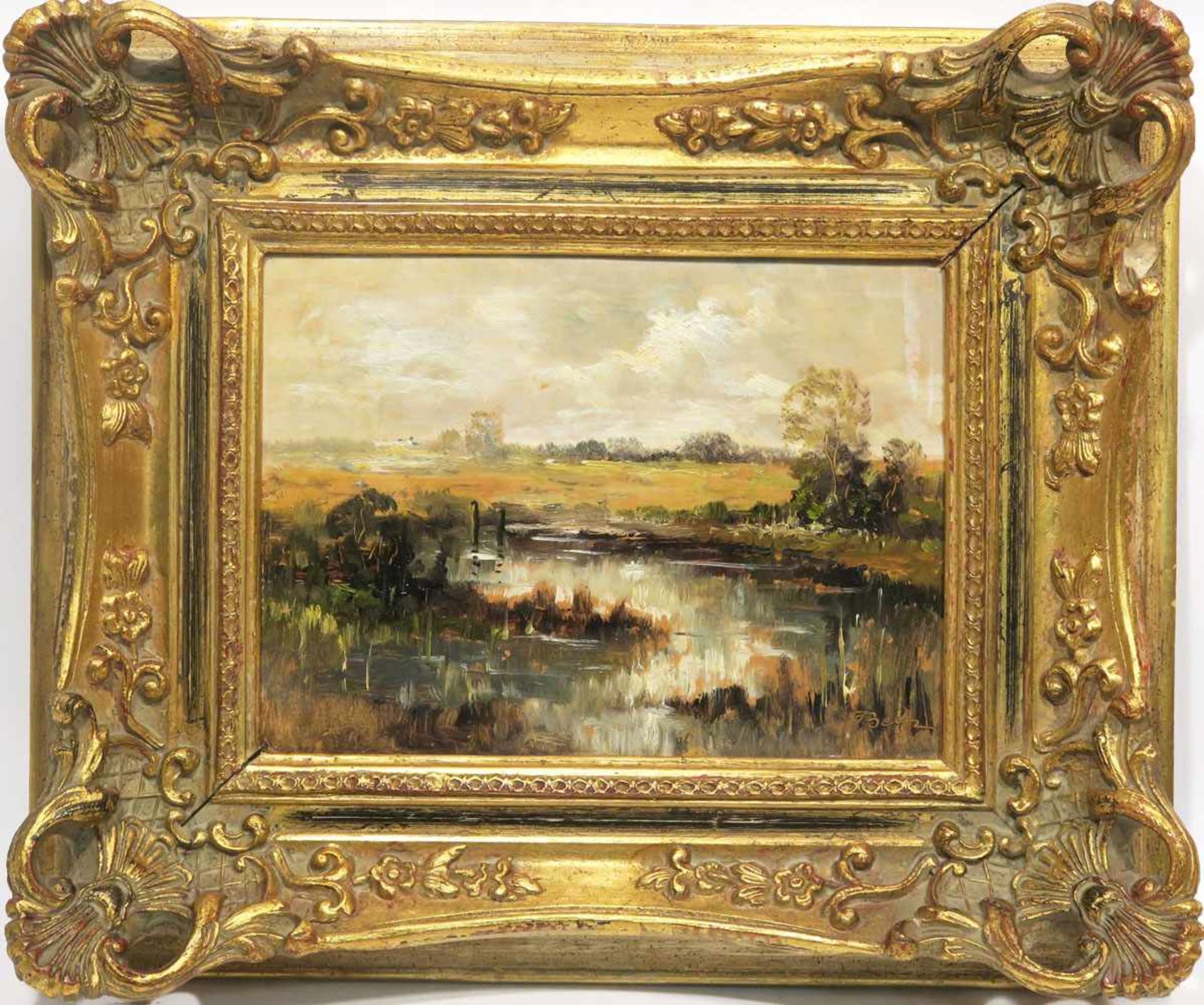 Betz, Andreas 1910 Grießstätt - 1963 München Haimhauser Moor Öl/Karton. 17,5 x 24 cm. R. u. geritzte