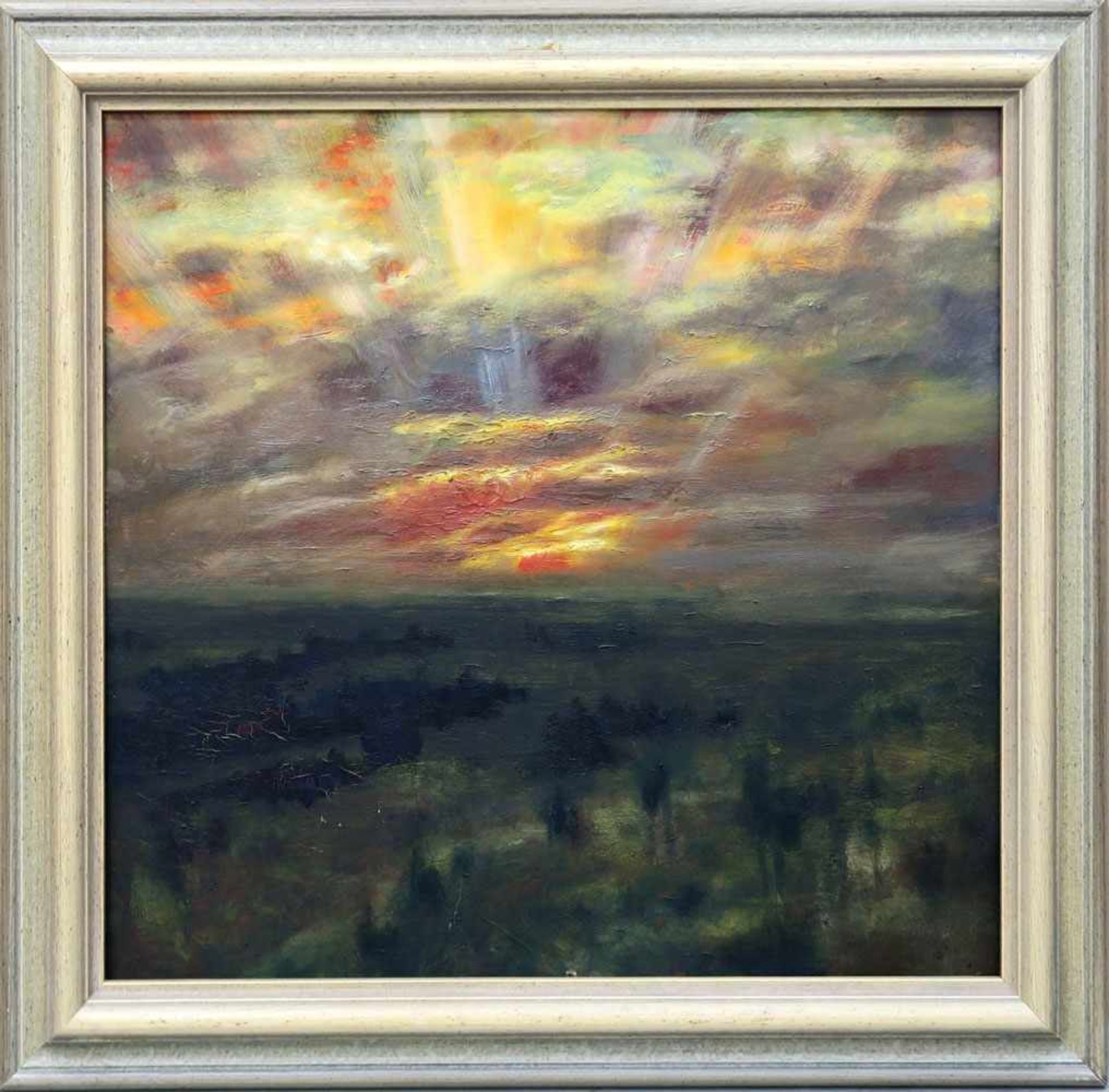 Loth, W. um 1969 Sonnenuntergang in der Steppe Öl/Hartfaser. 56 x 59 cm. Rückseitig bez. und datiert