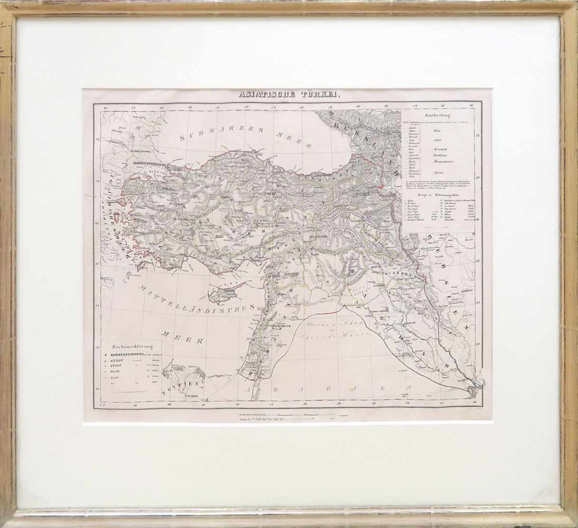Handtke, Friedrich 1815 Pförten - 1879 Glogau Karte "Asiatische Türkei" Radierung, tlw. koloriert. - Image 2 of 2