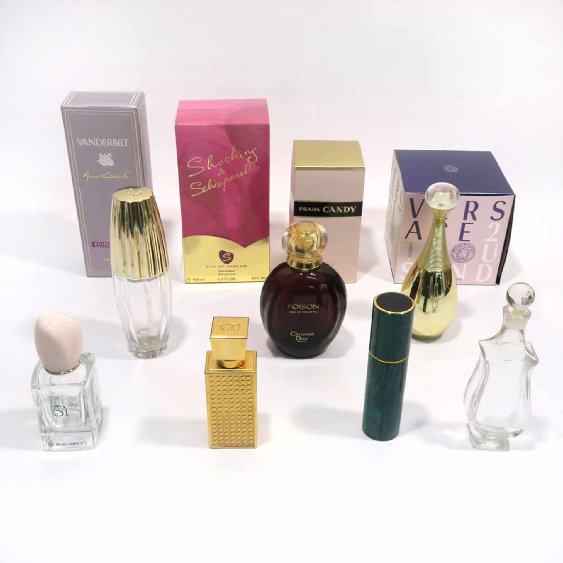 Konvolut Parfumflakons, Damendüfte, 35tlg.Glas, tlw. mit Metall, tlw. mit Kunststoff. Von - Bild 2 aus 2