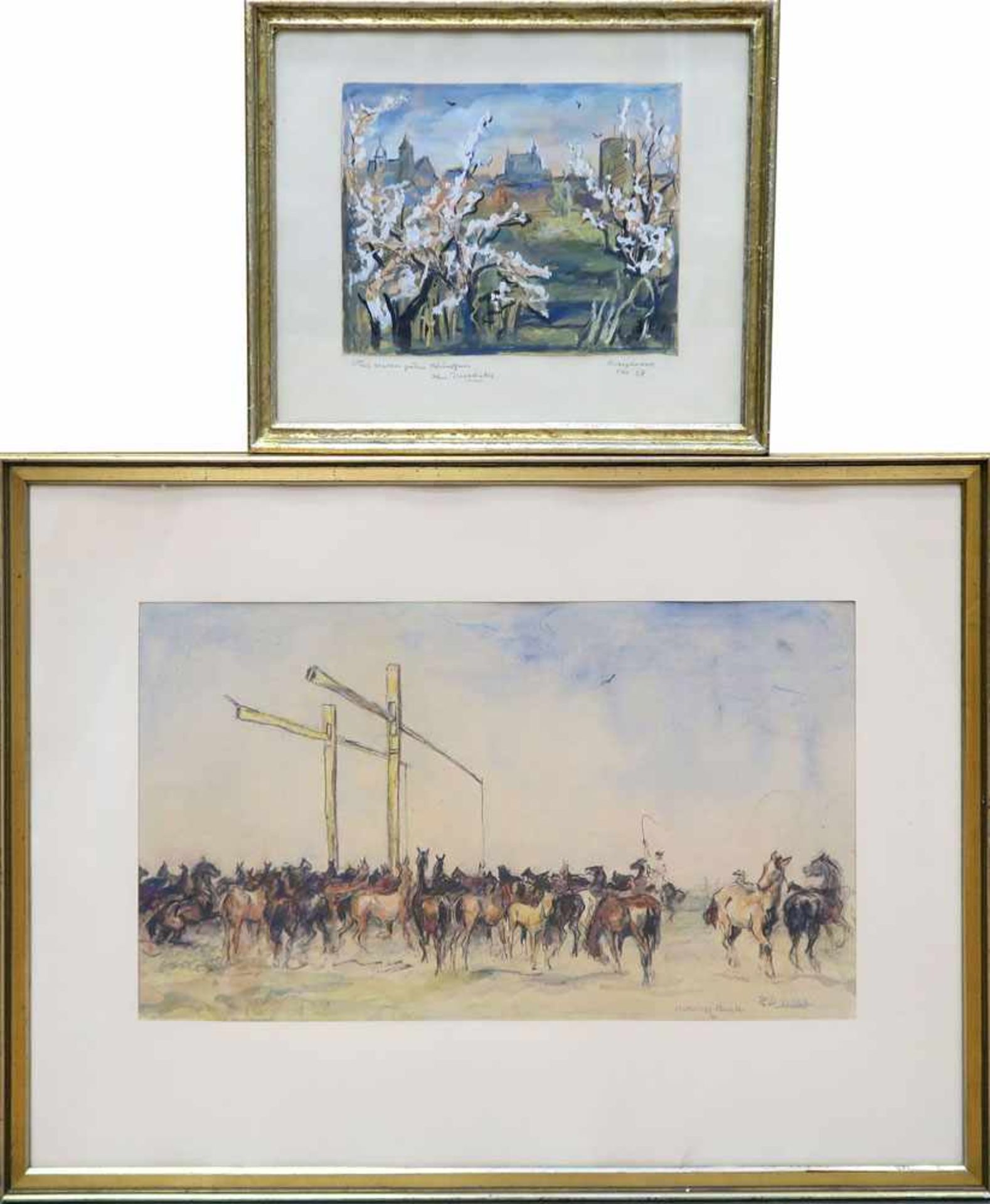 Duschek, Richard 1884 Neugarten - 1959 Besigheim Besigheim / Puszta Zwei aquarellierte Feder- und