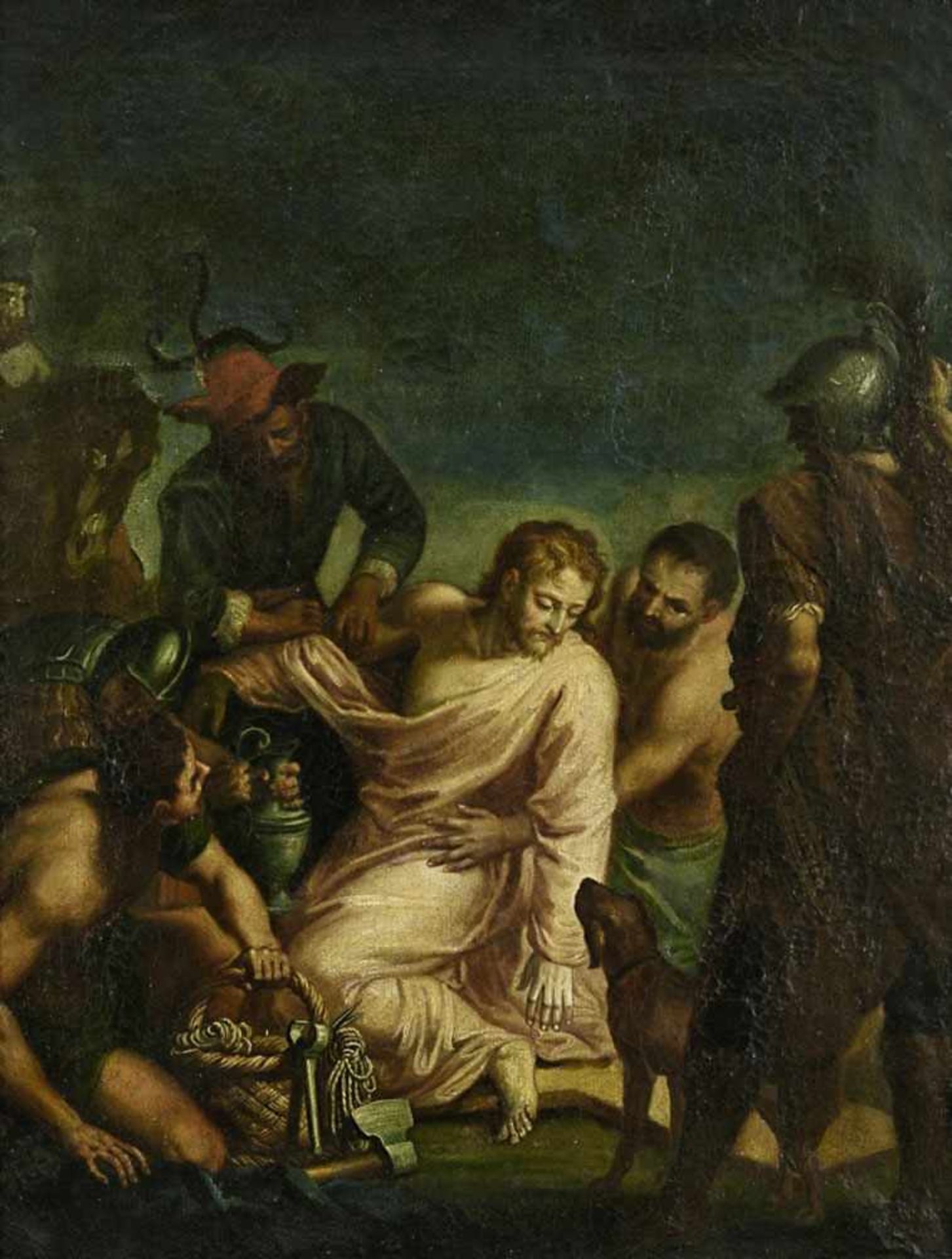 Unbekannt wohl 18. Jh. Jesus wird seiner Kleider beraubt (Mt 27,33-36) Öl/Lwd. 55 x 42 cm.