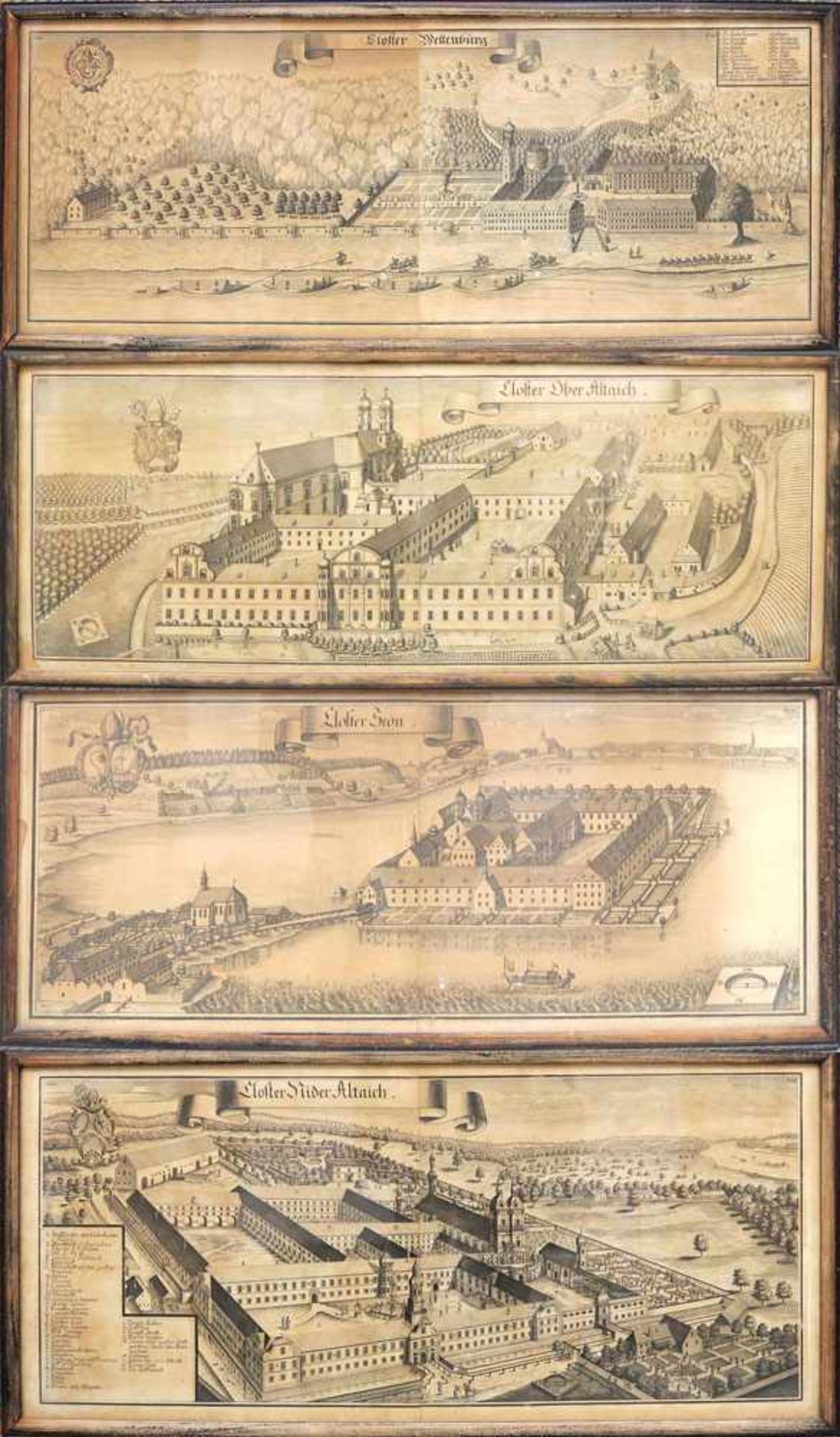 Wening, Michael 1645 Nürnberg - 1718 München Ansichten der Klöster Weltenburg, Ober Altaich, Seon