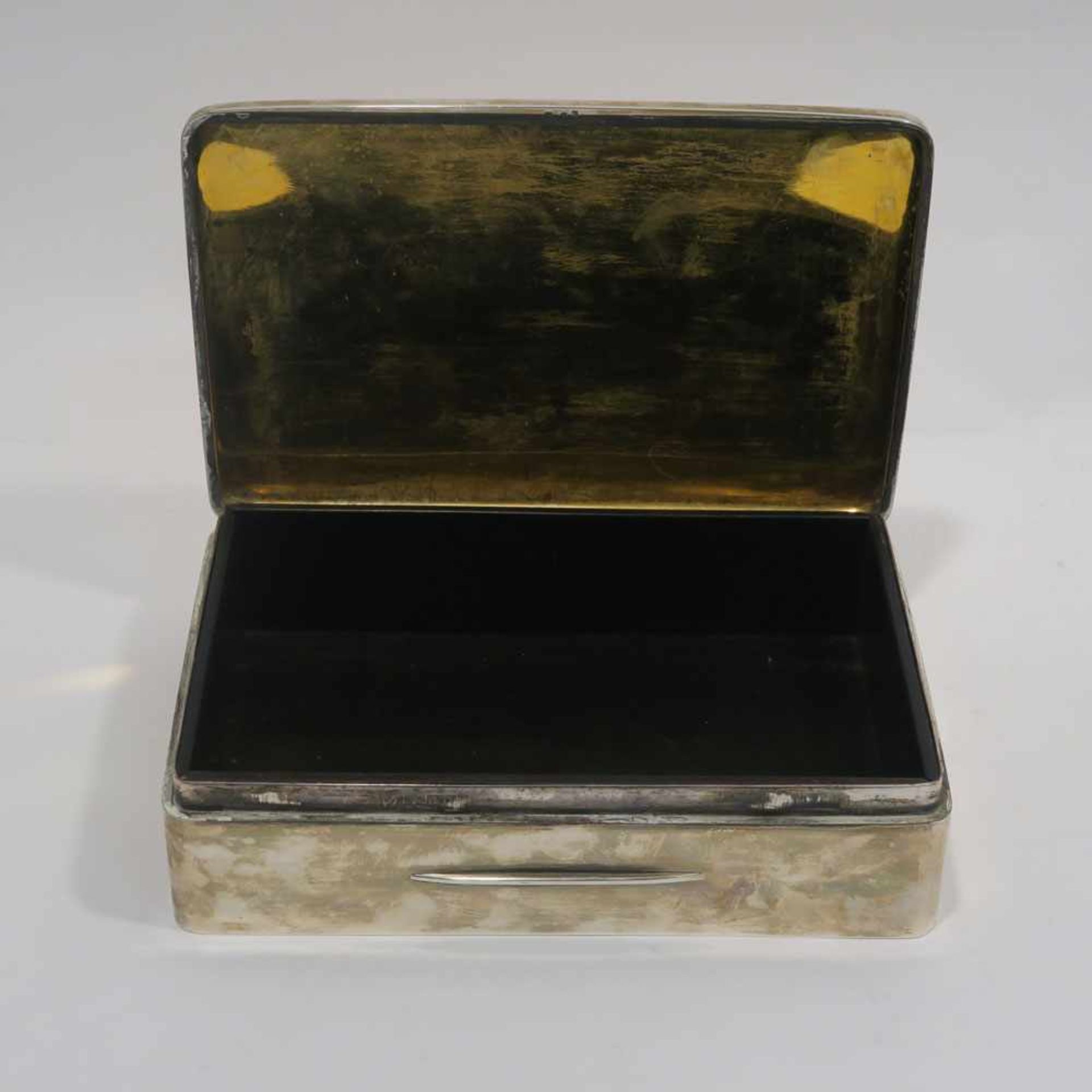 SchatulleWien. Silber, innen vergoldet, Holzeinsatz. Marken (925). Min. verkratzt, min. Delle am - Bild 3 aus 3