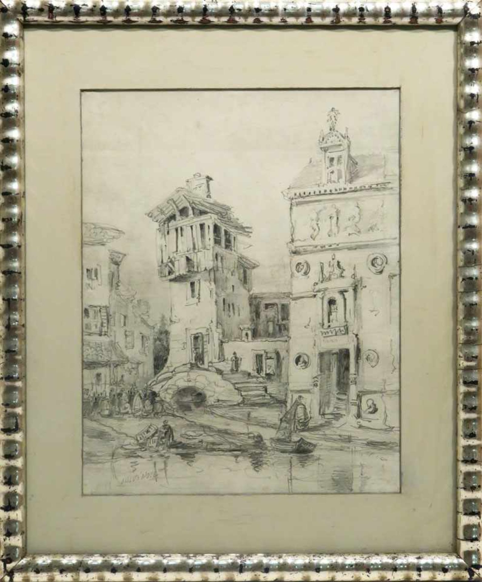 Noël, Jules Achille um 1815 Quimper - 1881 Algier "Hafenstadt" Bleistiftzeichnung. BA: 29,5 x 23,5