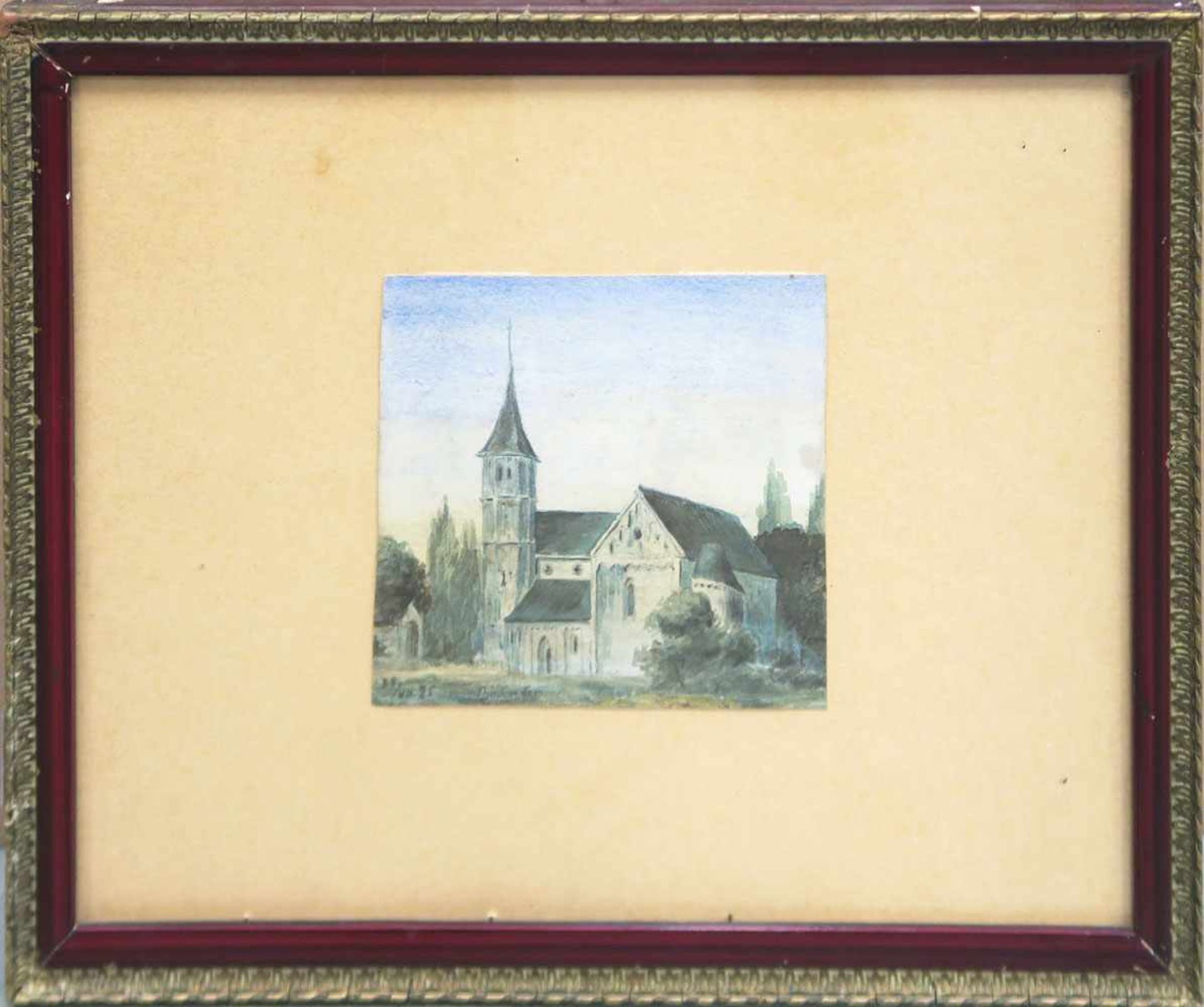 Ender (Thomas Ender 1793-1875 ?) Blick auf eine Kirche Aquarell. 11,5 x 12 cm. L. u. signiert und