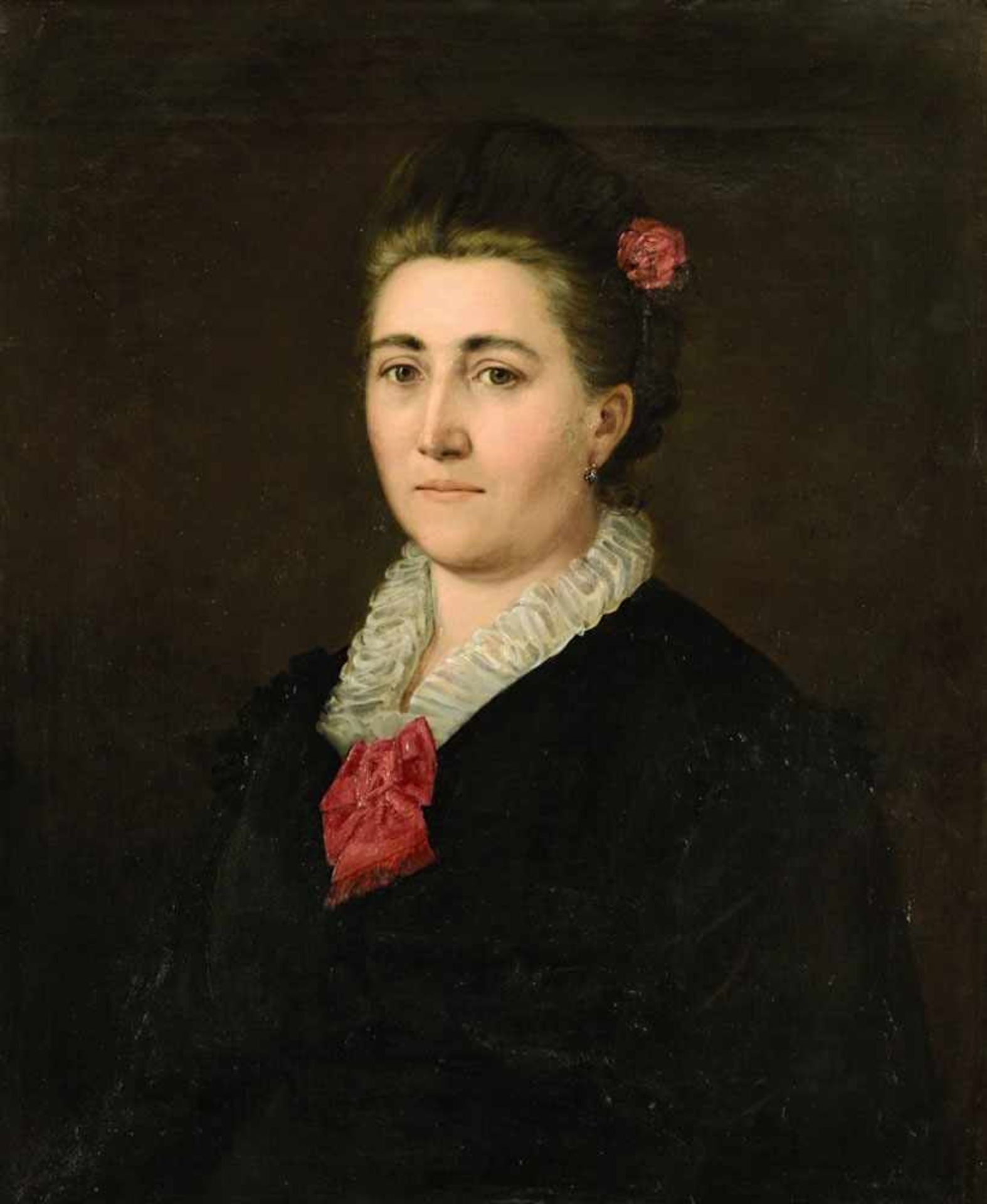 Klemke, H. um 1874 Damenportrait Öl/Lwd. 71 x 59,5 cm. M. r. signiert und datiert 1874. Rest.,