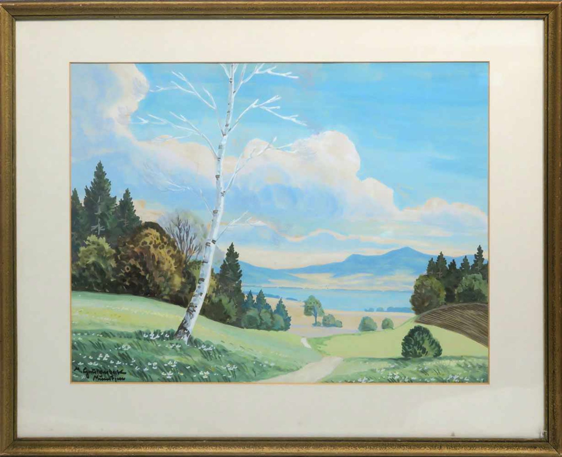 Grüllenbeck, M. 19./20. Jh. Im Chiemgau Aquarell. BA: 29,5 x 39 cm. L. u. signiert und bez. "