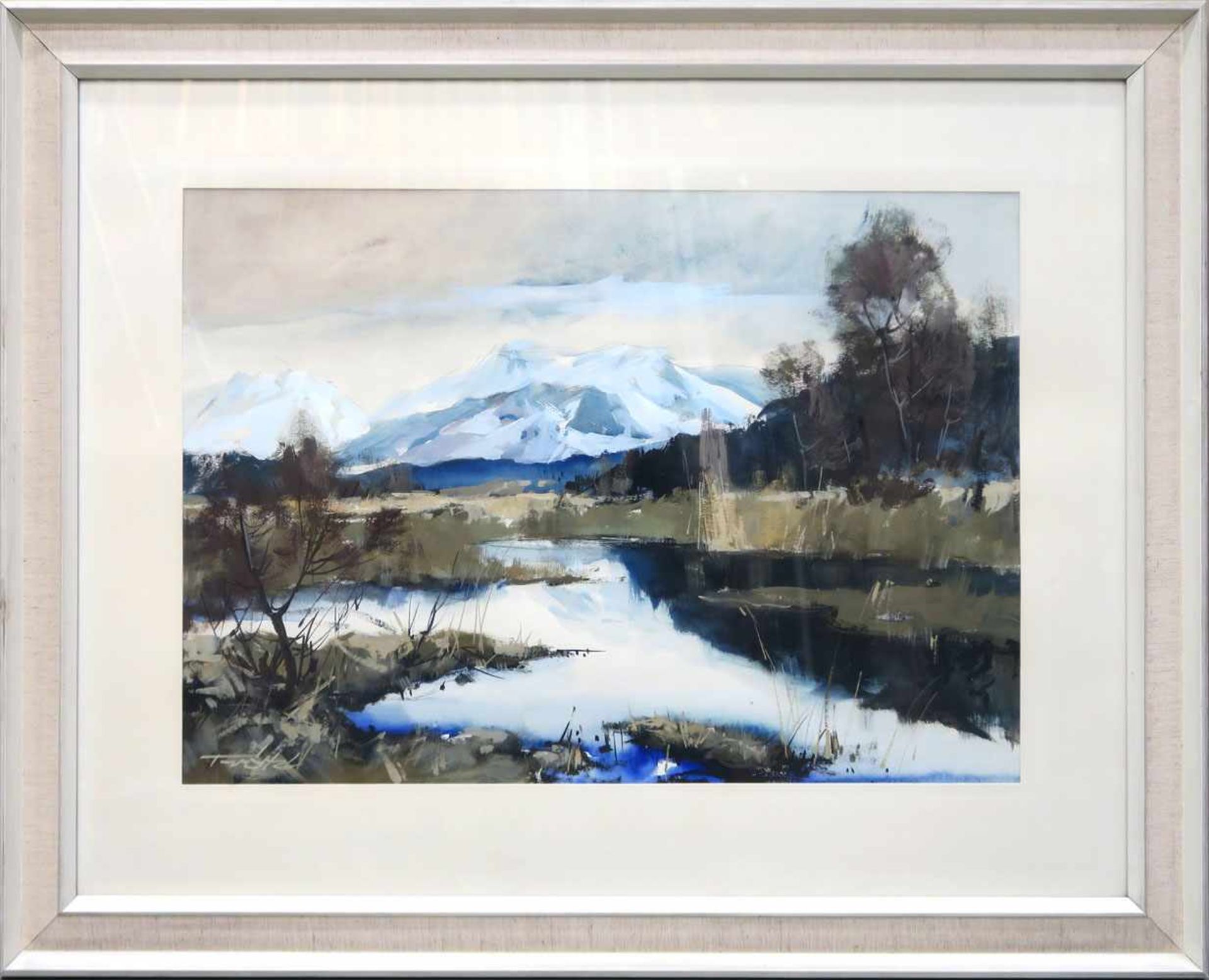 Trätzl, Robert 1913 München - 1986 ebd. Voralpenlandschaft Aquarell. BA: 48 x 67,5 cm. L. u.