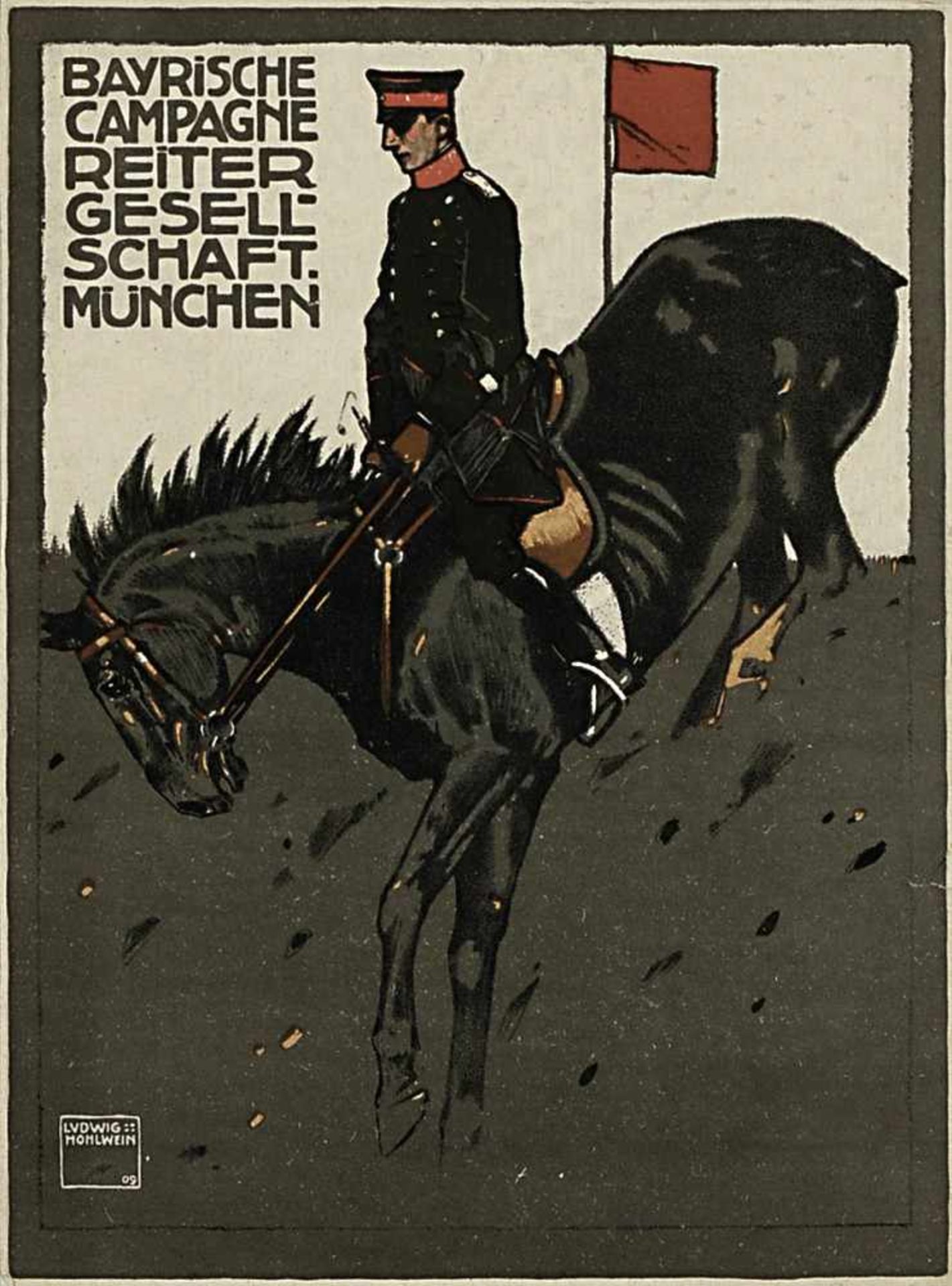 Hohlwein, Ludwig1874 Wiesbaden - 1949 BerchtesgadenBayrische Campagne Reiter Gesellschaft