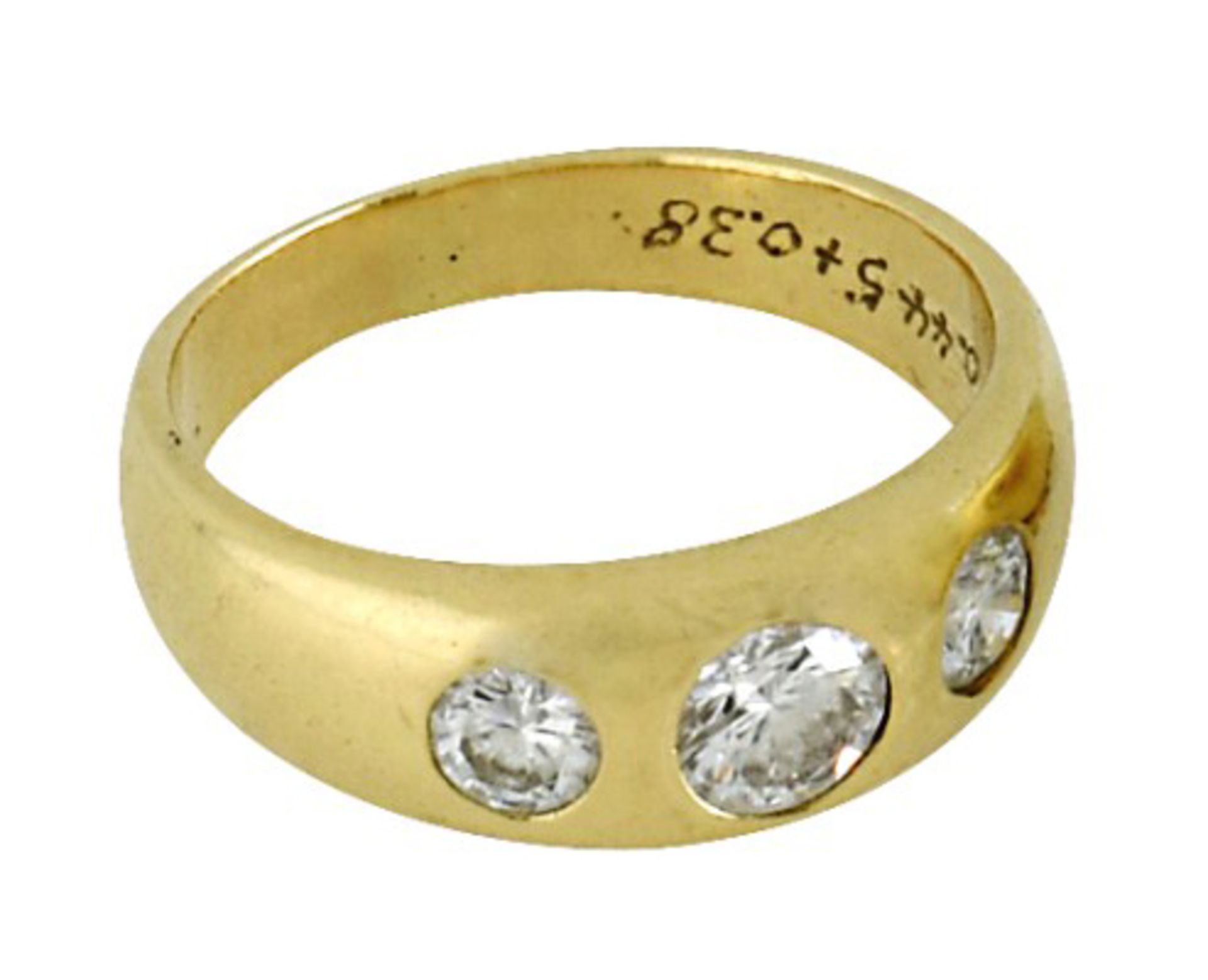 Bandring18 K GG, Marke (750). Besetzt mit drei Brillanten, zus. ca. 0,83 ct, mittlerer