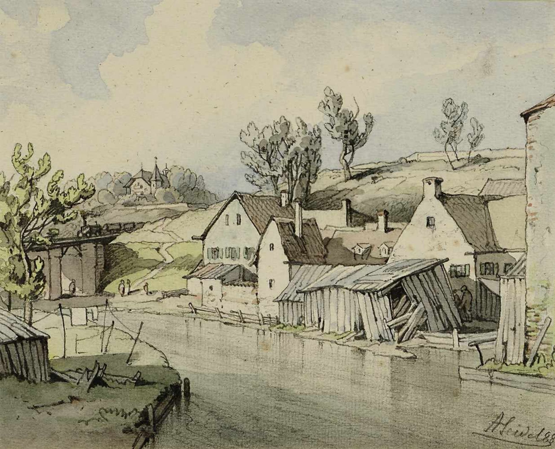 Seidel, August1820 München - 1904 ebd.Partie am Giesinger Berg (?)Aquarell über Bleistift 19,5 x