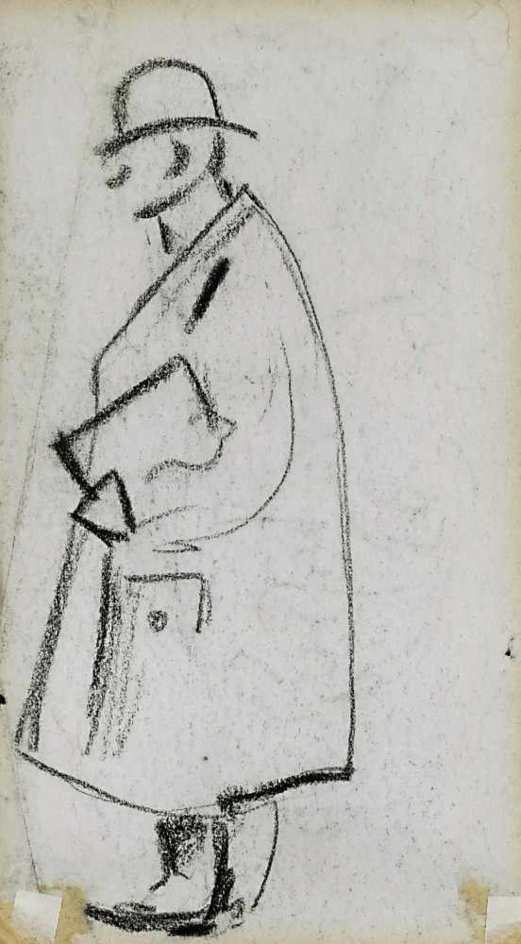 Zille, Heinrich1858 Radeburg - 1929 Berlin, Art desHerr mit Hut (verso: Zeitungsverkäufer)Kohle