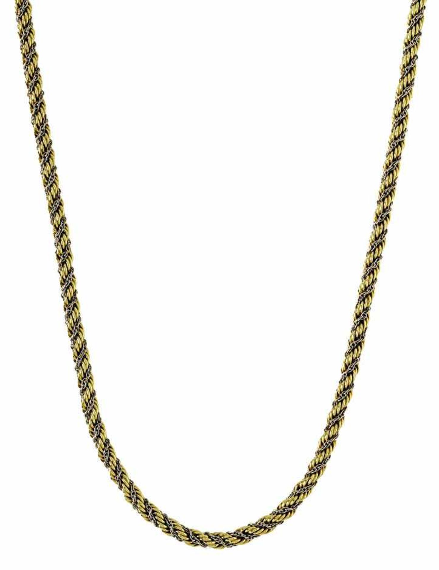 Lange Kette14 K GG und WG, Marke (585). In Kordelmuster. L. 92 cm. Ca. 59,8 g