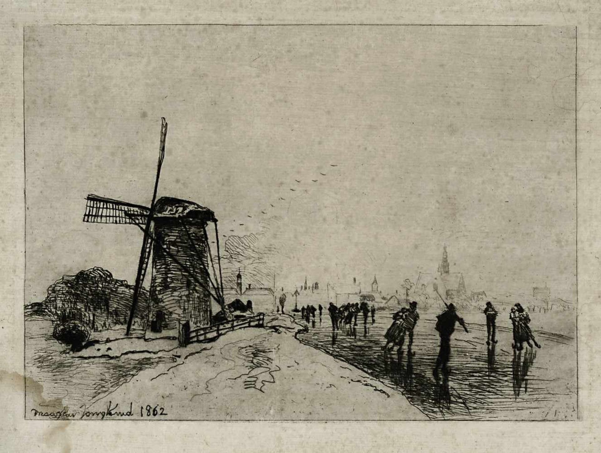 Jongkind, Johan Barthold1819 Lattrop - 1891 Côte-Saint-André"Vue de la ville de Maaslins (