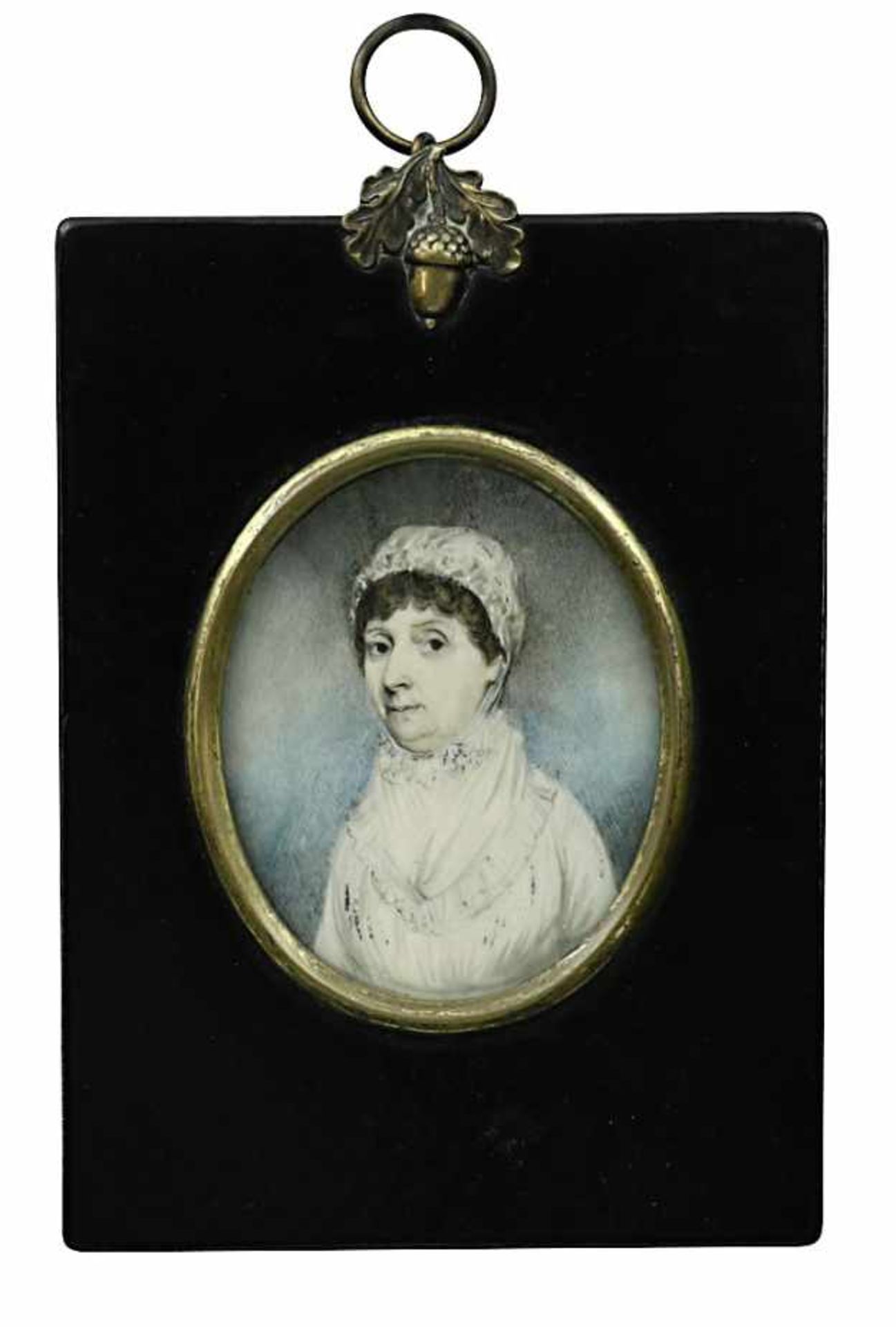 Damenporträt19. Jh. Aquarell und Deckfarben BA: 6,7 x 5,5 cm (im Oval) Rahmen