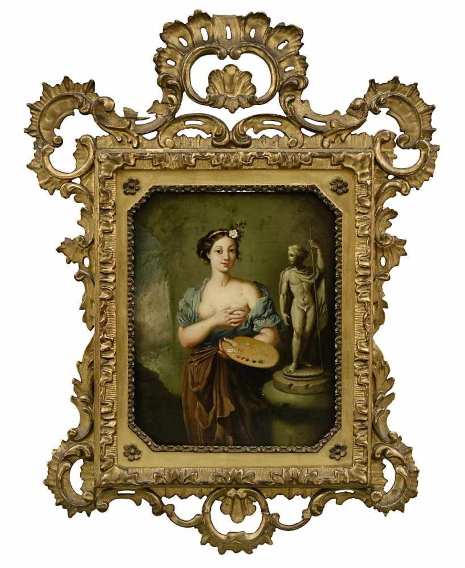 Monogrammist18. Jh.Allegorie der MalereiÖl / Holz 22 x 17,5 cm R. u. monogrammiert "fG:". Rest.