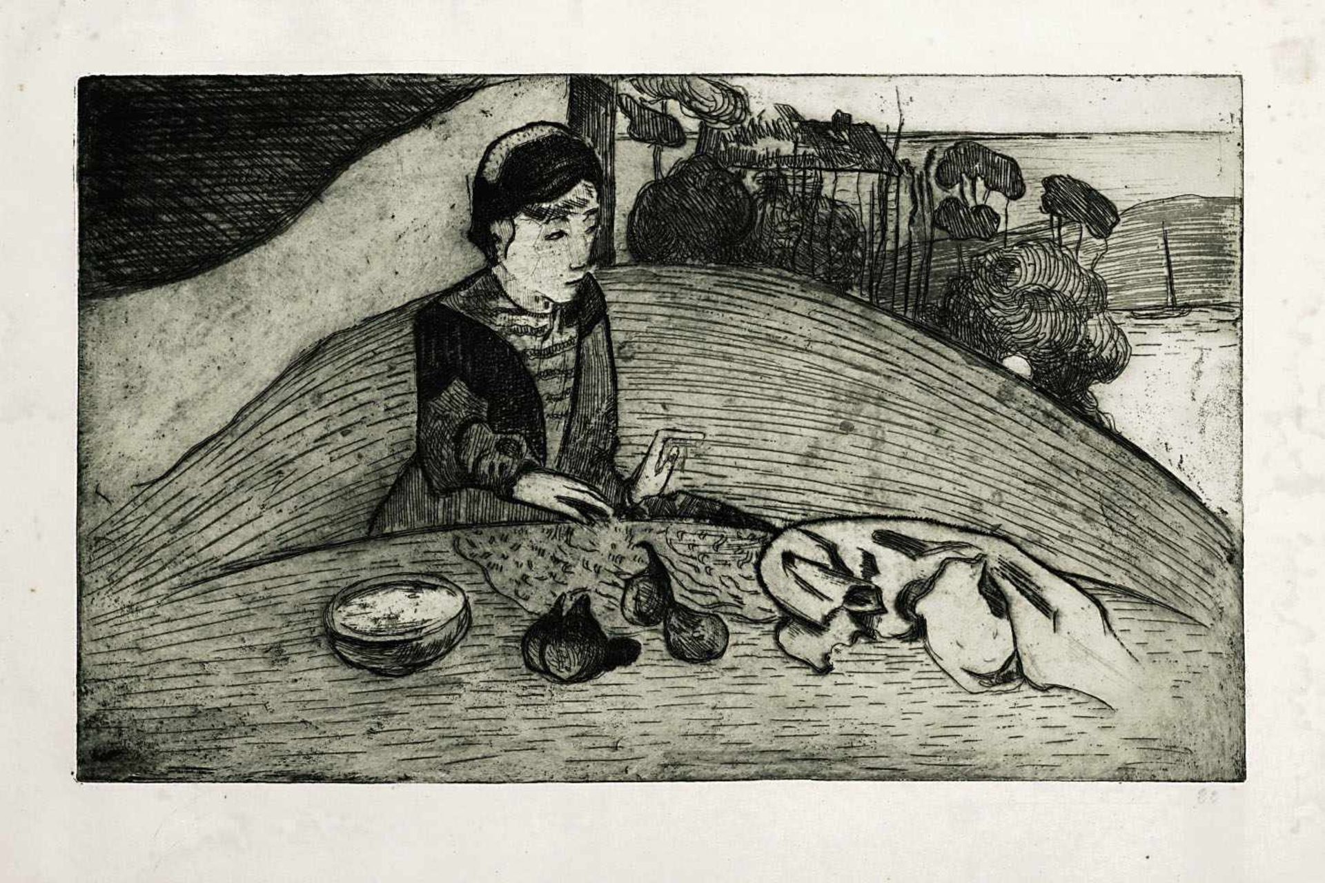 Gauguin, Paul1848 Paris - 1903 Hiva-Hoa (Marquesas)La femme aux figuesRadierung in grünlichem