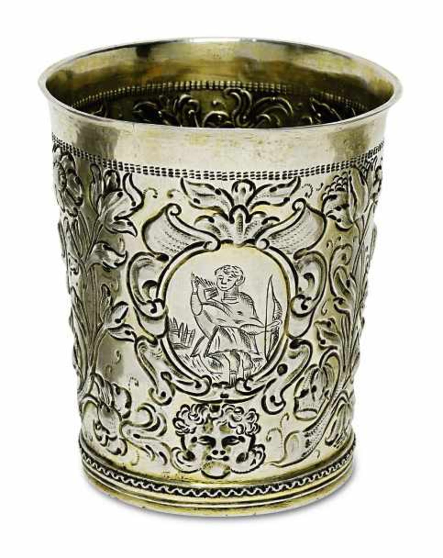 BecherWohl Lübeck, um 1700 Silber, teilvergoldet. Konischer Becher mit leicht ausgestelltem