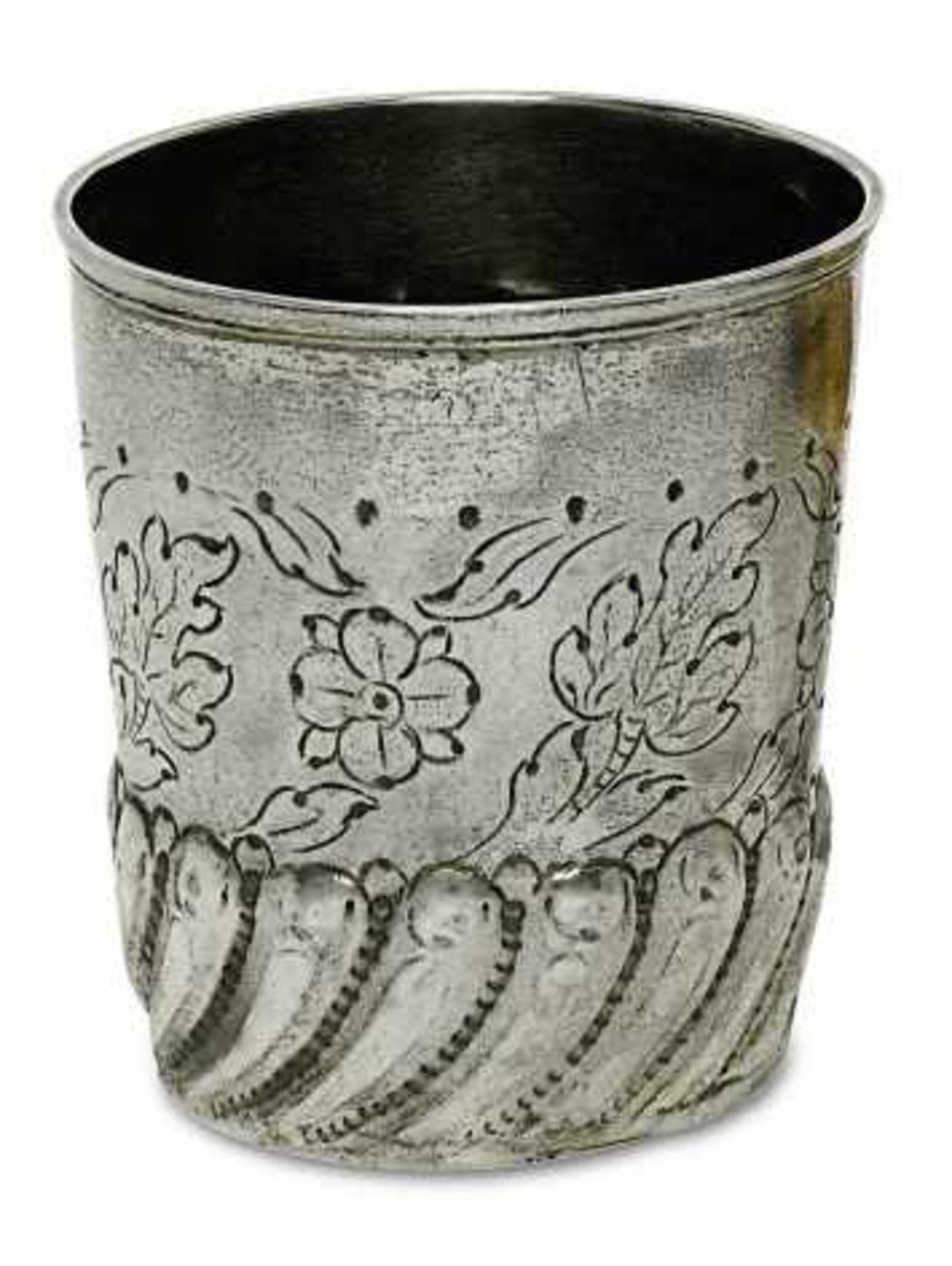 BecherNaumburg, um 1700 Silber. Konischer Becher mit profiliertem Lippenrand, im unteren