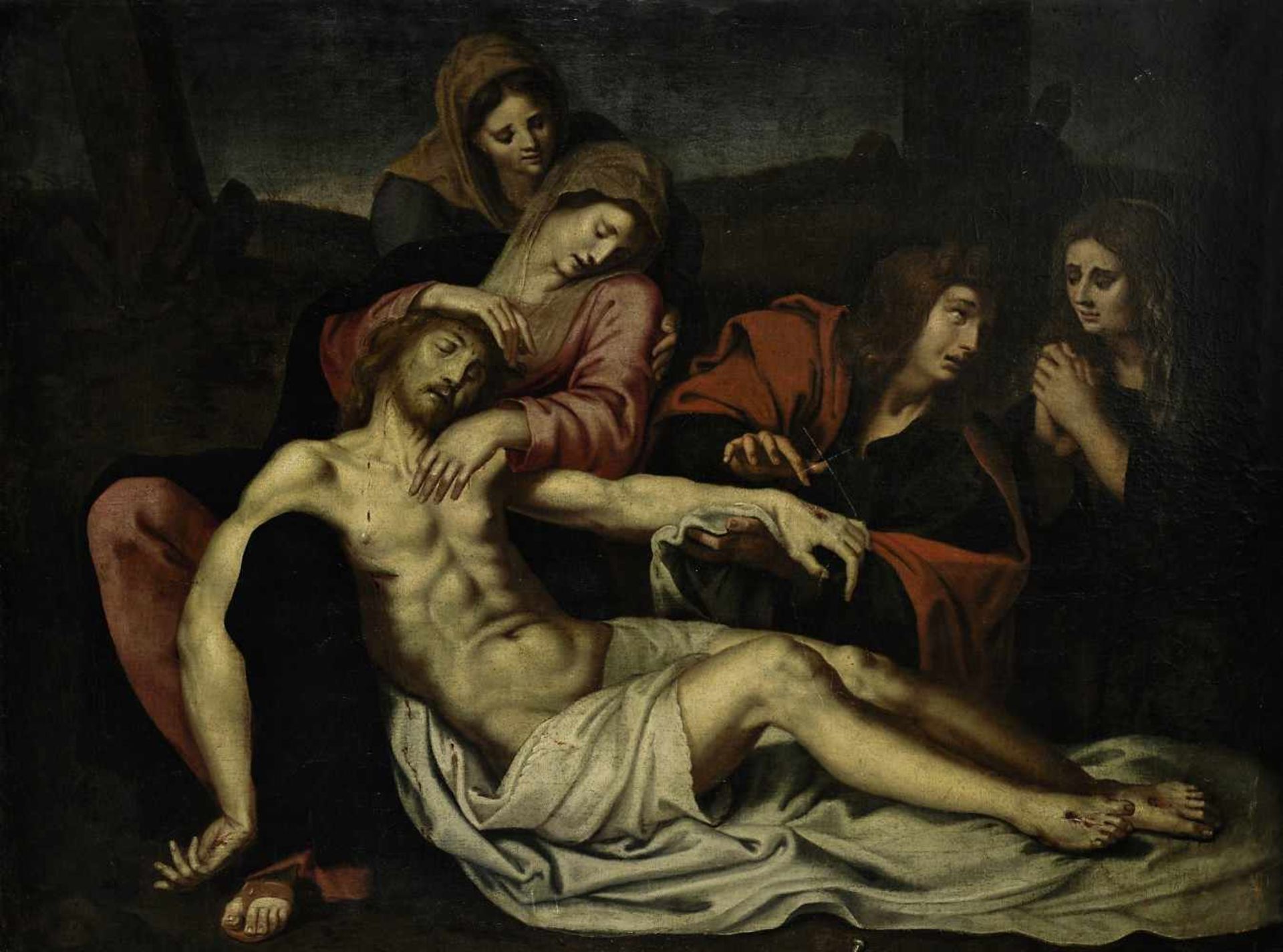 Carracci, Annibale1560 Bologna - 1609 Rom, Kopie nachBeweinung ChristiÖl / Lwd. 96 x 129 cm