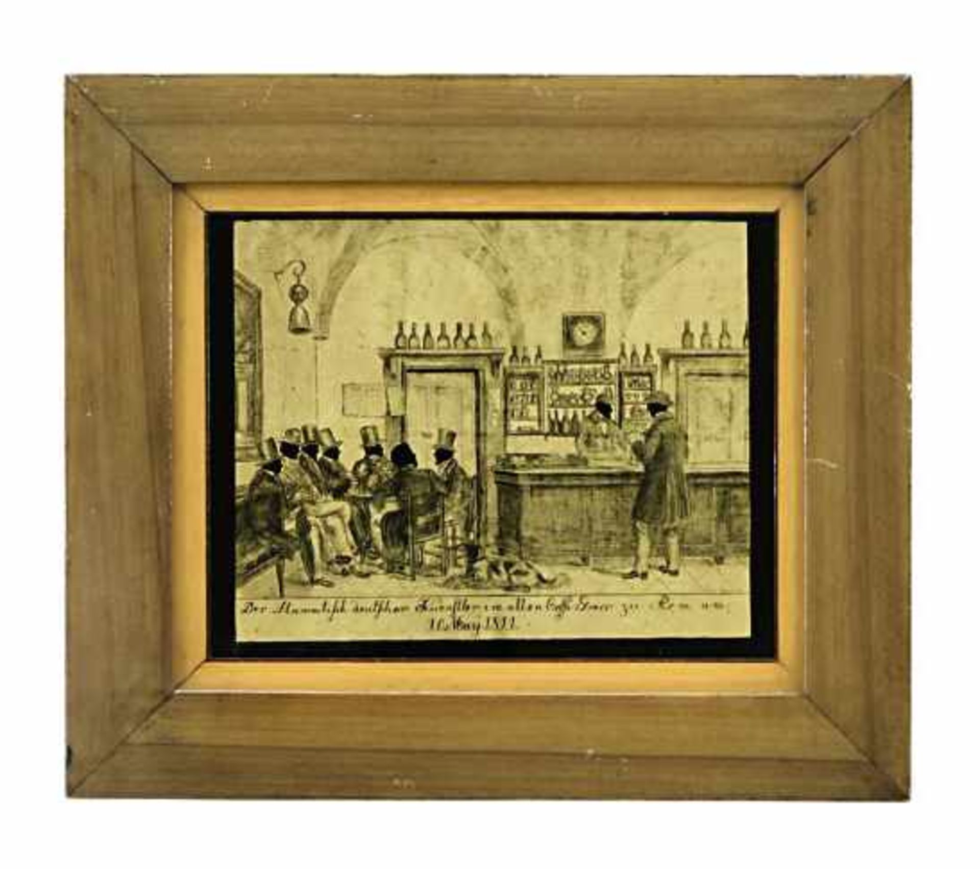 Églomisé: Der Stammtisch deutscher Künstler im alten Caffé Greco zu Rom am 10. May 1811Deutsch