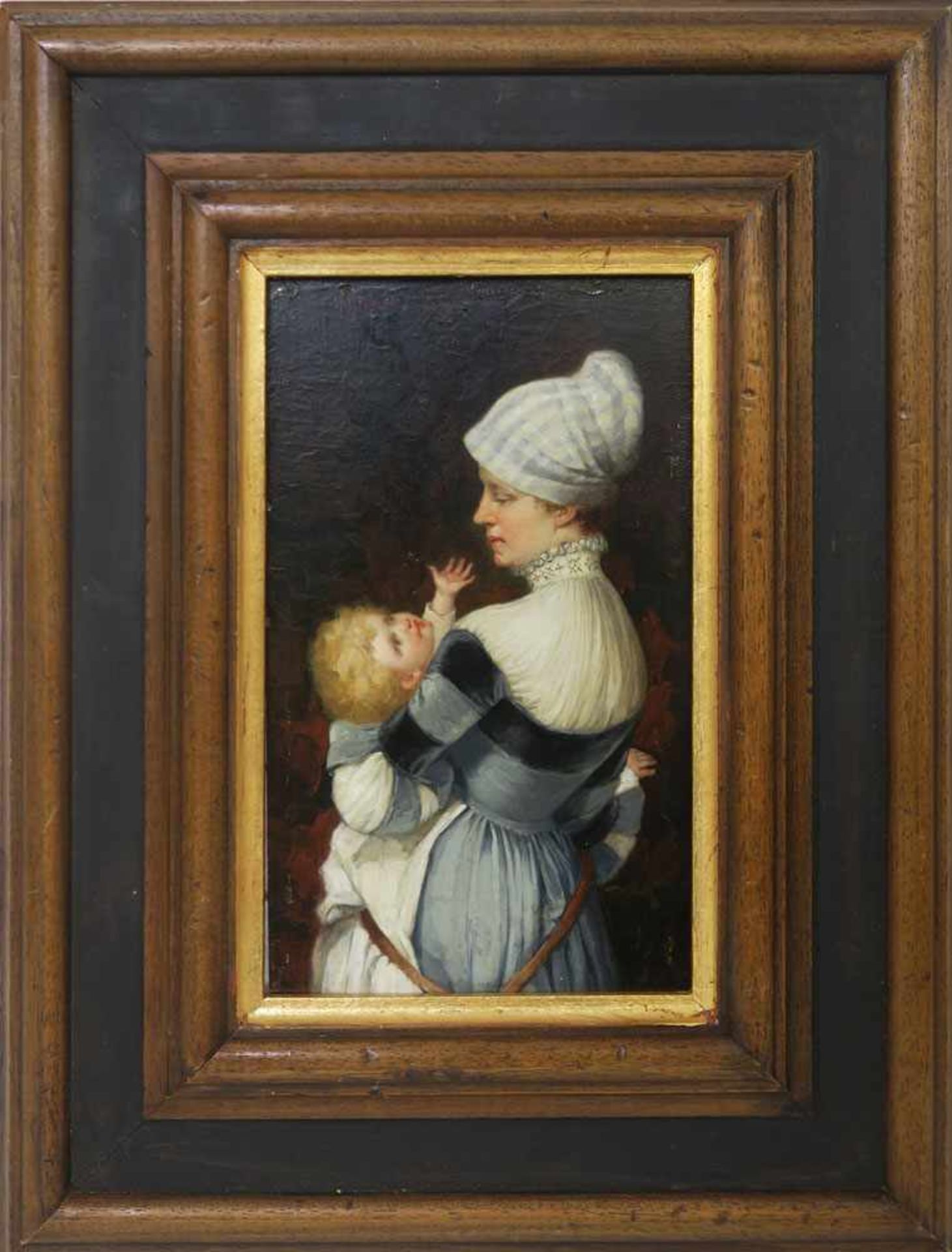 Maxfield, James Emerygeb. 1848Mutter mit KindÖl/Holz. 24,5 x 14,5 cm. L. o. signiert und unleserlich
