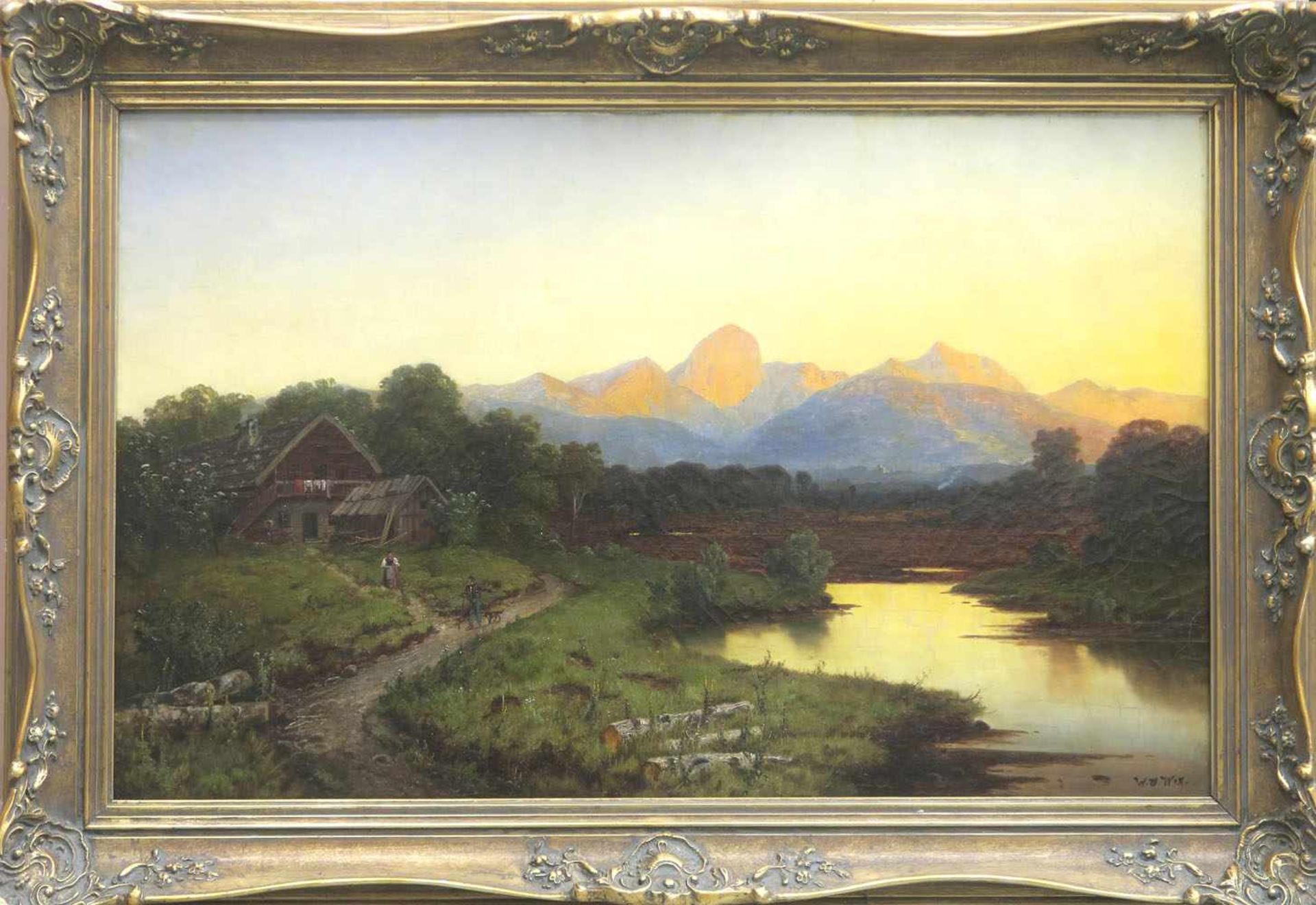 Wex, Willibald1831 Karlstein - 1892 MünchenAlpenlandschaft im AbendlichtÖl/Lwd. 50 x 80 cm. R. u.