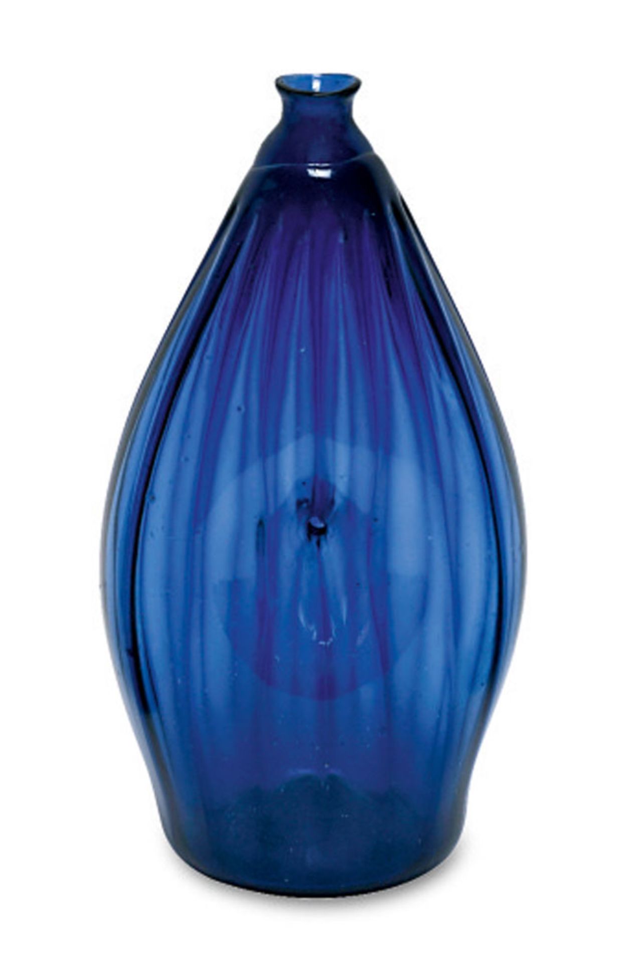 NabelflascheAlpenländisch, 18. Jh. Kobaltblaues Glas mit hochgestochenem Boden, Abriss und 16-fach