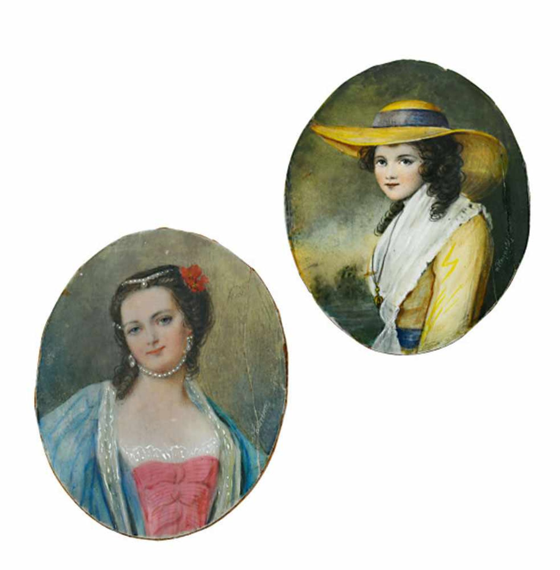Zwei Miniaturen: Die Tänzerin Barbarina Campani / Lavinia Bingham, Countess SpencerZwei