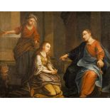 Italien, 18. Jh.Jesus mit Maria und MarthaÖl/Lwd. 72 x 90 cm. - Leichte Krakeluren, Randmängel.