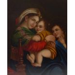 Raffael - Kopie des 20. Jh. nachMadonna della Seggiola (Sedia)Öl/Lwd., randdoubl. 67 x 54,5 cm. -