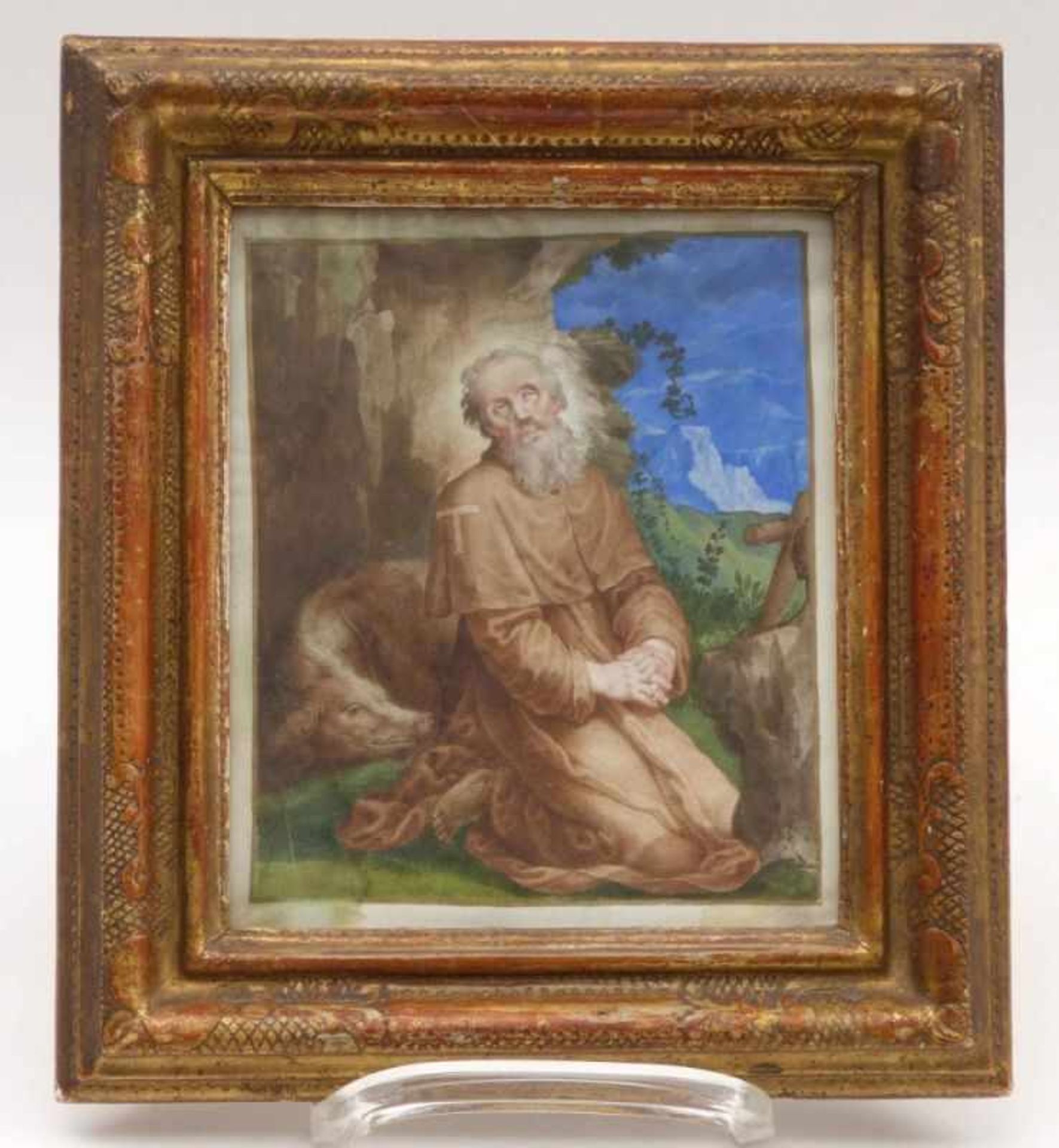 Der heilige Antonius im GebetDeutschland, 2. H. 17. Jh.Der in Landschaft kniende Heilige im - Image 2 of 3