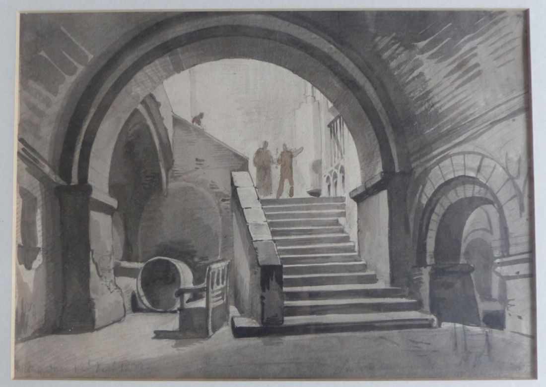 Gail, Wilhelm"Saint Victor à Marseille"(München 1804-1890 ebd.) Zugang zur Krypta.