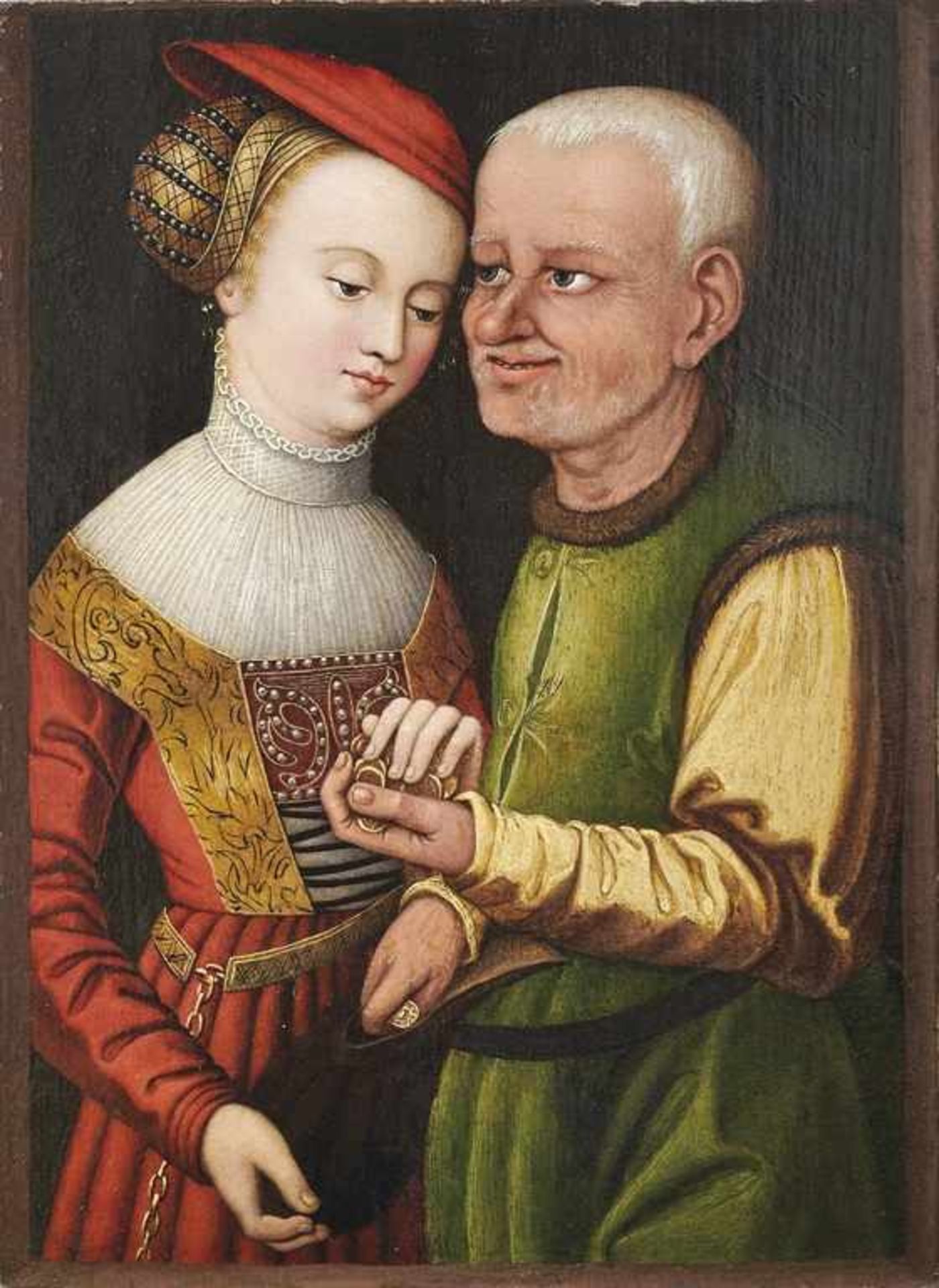 Cranach, Lucas d. J. - Umkreis oder NachfolgeDas ungleiche Paar(Wittenberg 1515-1686 ebd.) Eine