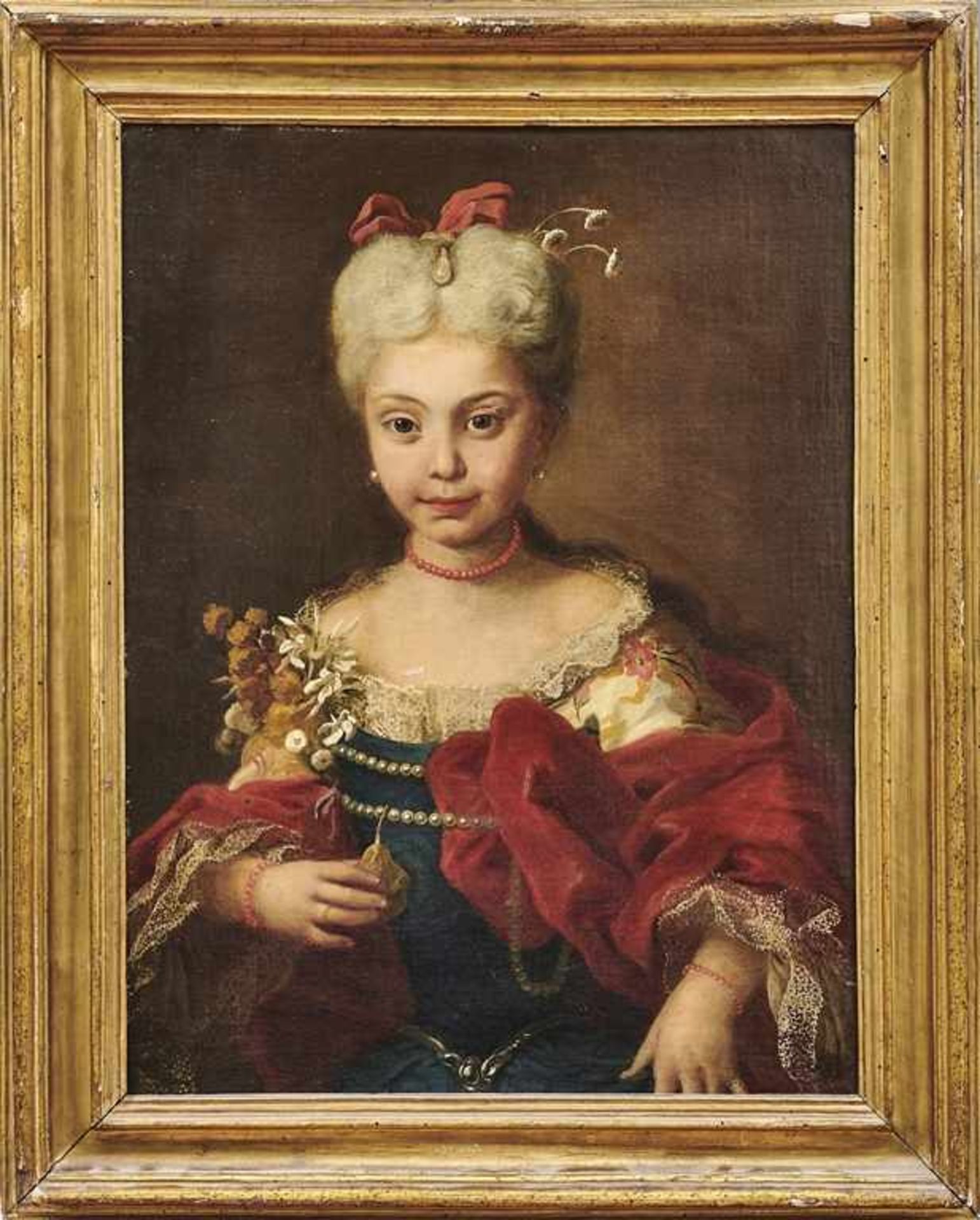 Franchi, Antonio (gen. Il Lucchese) (Attrib.)Bildnis eines vornehmen Mädchens mit Blumen und
