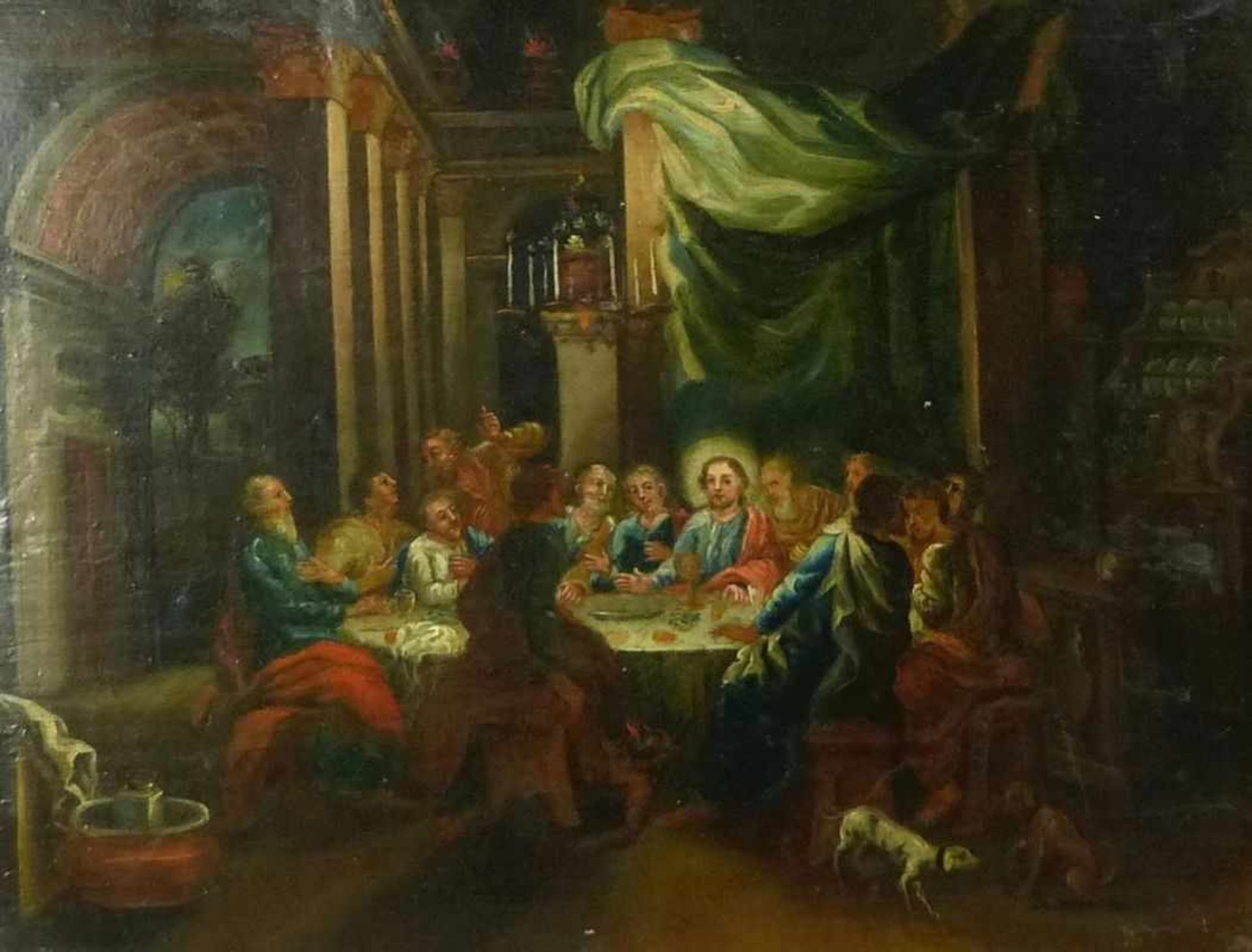 Das letzte Abendmahl18. Jh.In palastähnlichem Interieur mit Ausblick in die Landschaft auf der