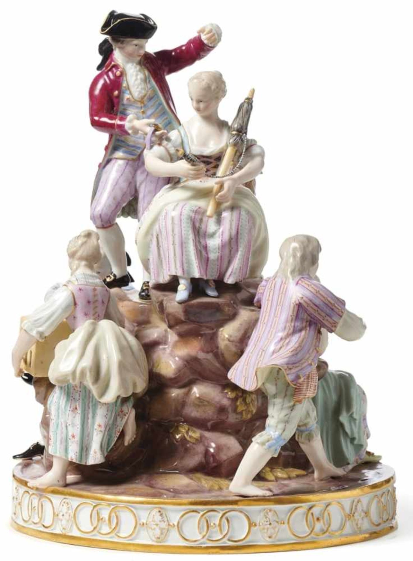 Gärtnergruppe am BaumMeissen, 19. Jh.Modell von Michel Victor Acier, 1773. Sechs Figuren, d.h.